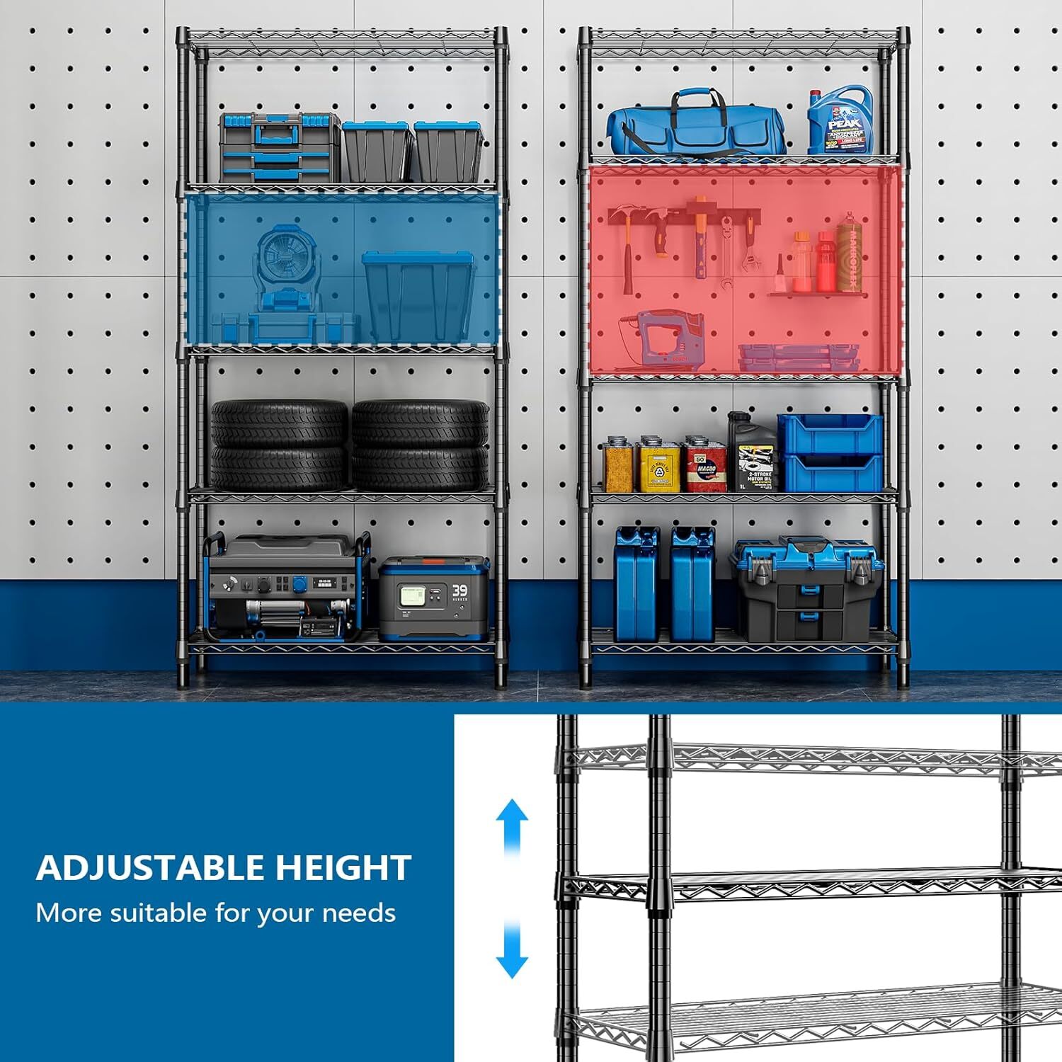 5 Tier Heavy Duty Shelving Unit Wire Shelf Rack Garage Storage 13.8"x35.4"x70.4"