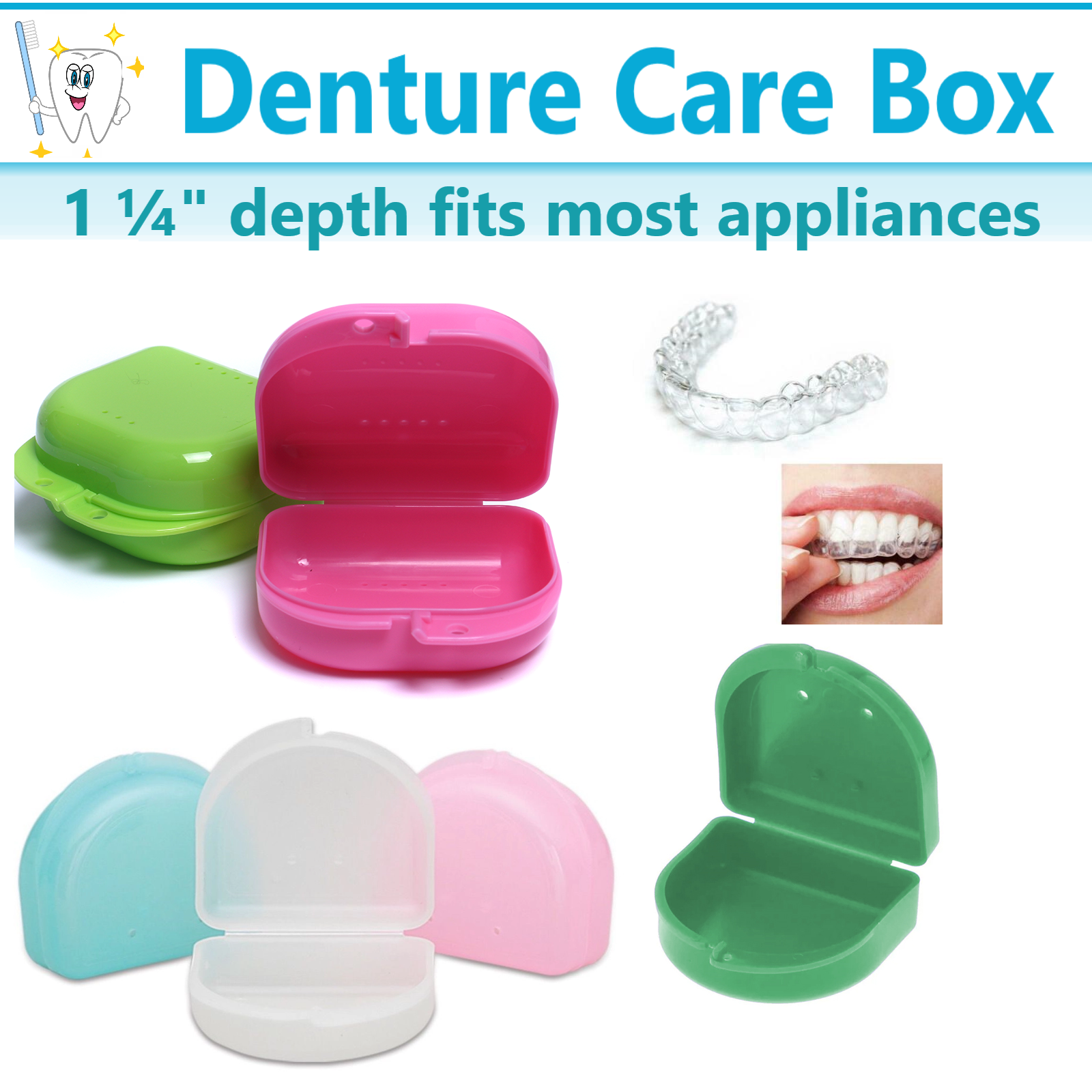 Dental Denture Box Retainer Box Carrier 4W x 2in x 2in Upto 200 Retainers/Case