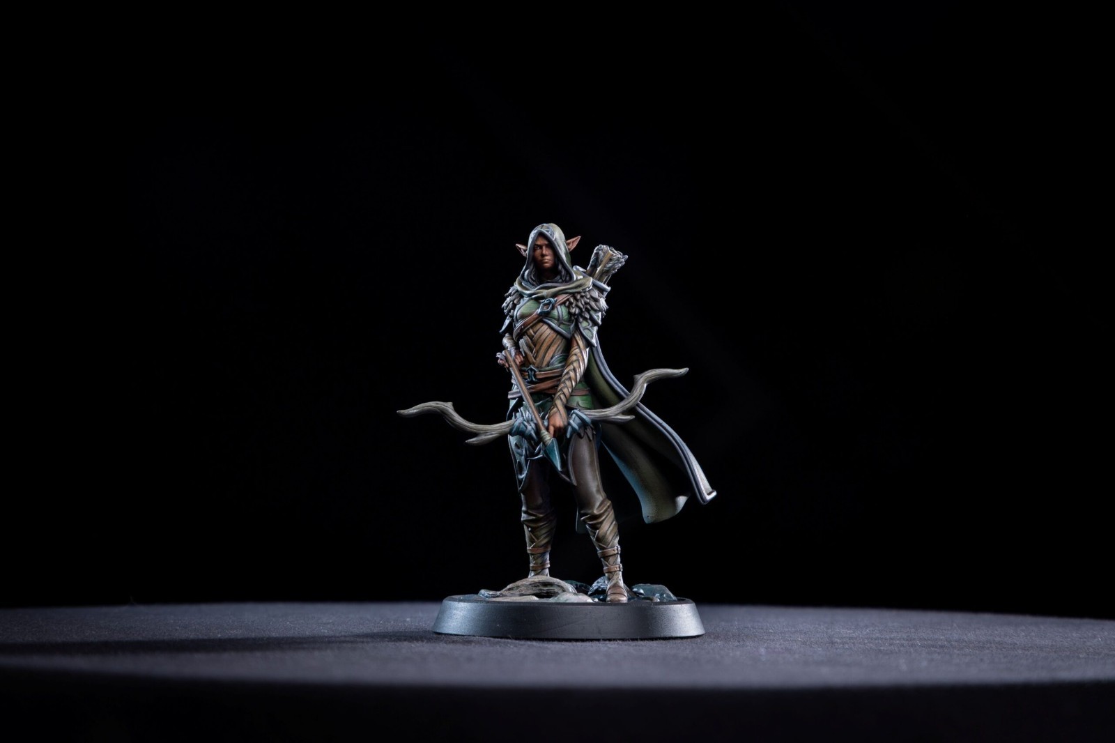 Hooded Elf Ranger Archer 32mm Scale Resin Miniature 3D Printed D&D Tabletop RPG