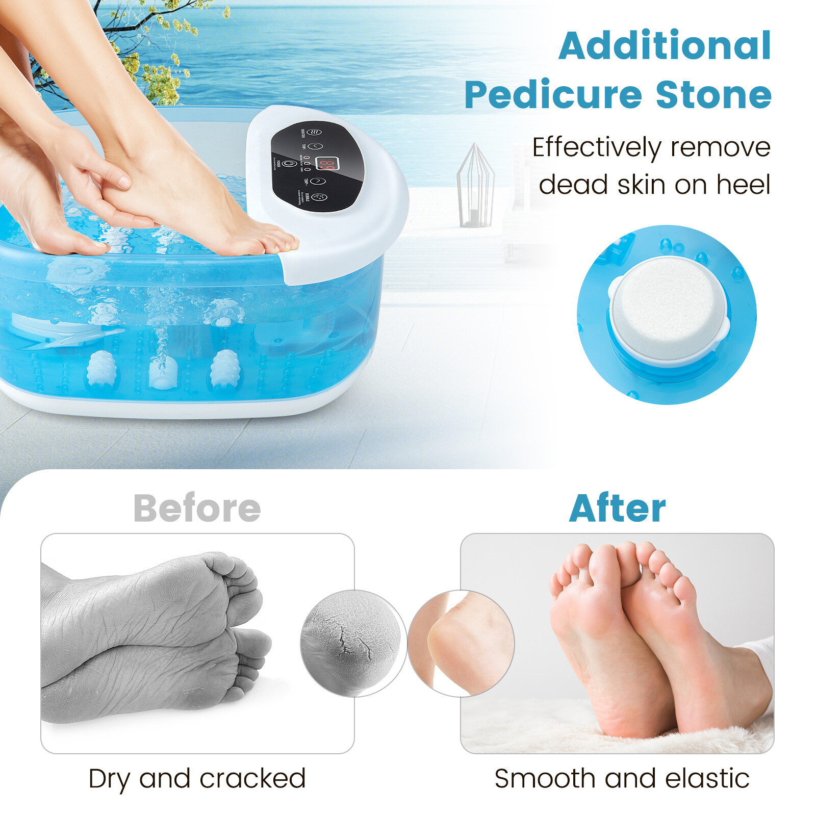 Foot Spa Massager Foot Bath Soak Tub with Heat Bubble Massage Beads