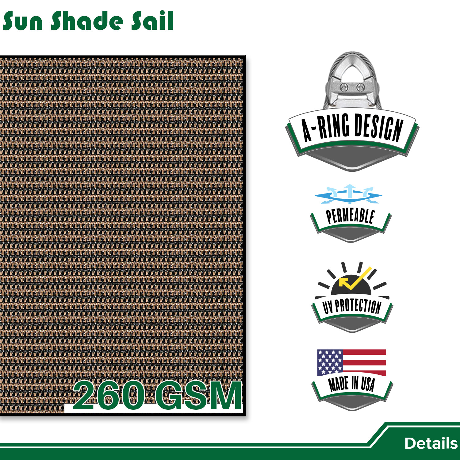 20'x20' Sun Shade Sail w/ Cable UV Block Backyard Deck Garden Pool Cover Outdoor