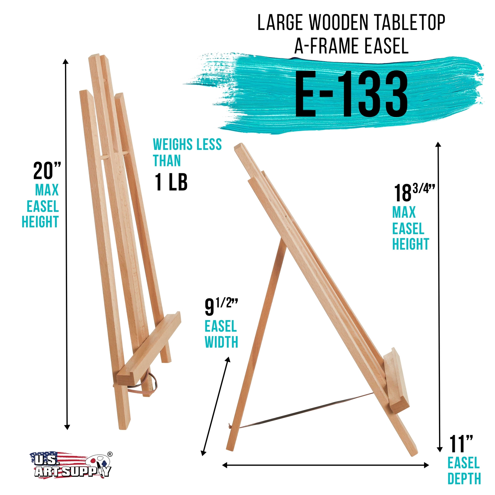 18" Large Tabletop Wood Display Stand A-Frame Artist Easel, Beechwood Tripod
