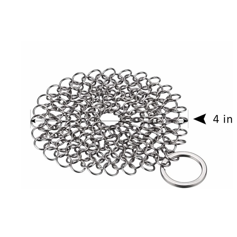 2pcs Stainless Steel Cast Iron Cleaner Chain Mail Scrubber Kitchen Cookware B440
