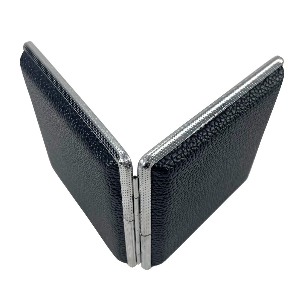 Leather Cigarette Case Tobacco Holder Box Double-Sided for 20's Cigarettes Black
