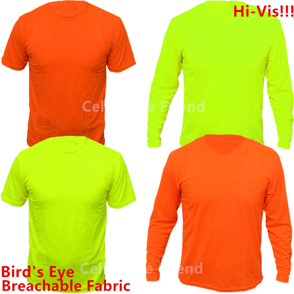 High Visibility Non ANSI Hi Vis Long Sleeve T Shirt Safety Yellow Orange Shirts
