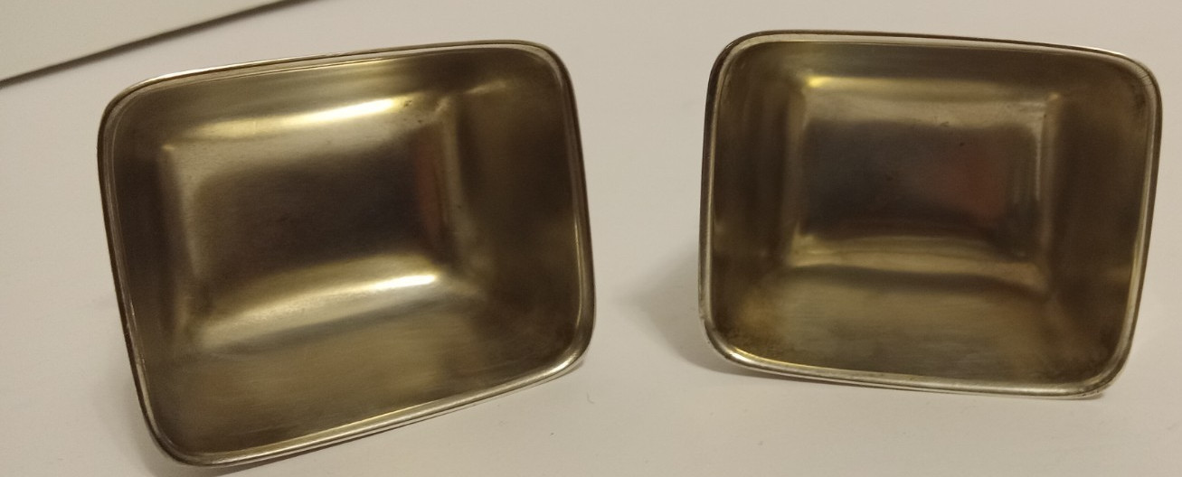 Pair Antique Footed SIlverplate NUT CUPS Monogram M