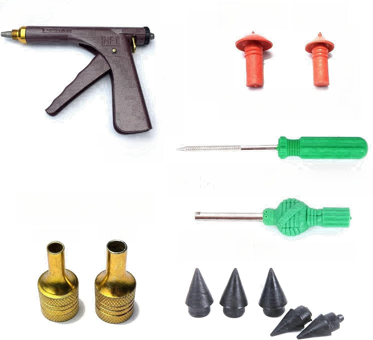Tire Plugger Tubeless Tire Wheel Repair Gun Kit Mushroom Plug Probe Nozzle NEW