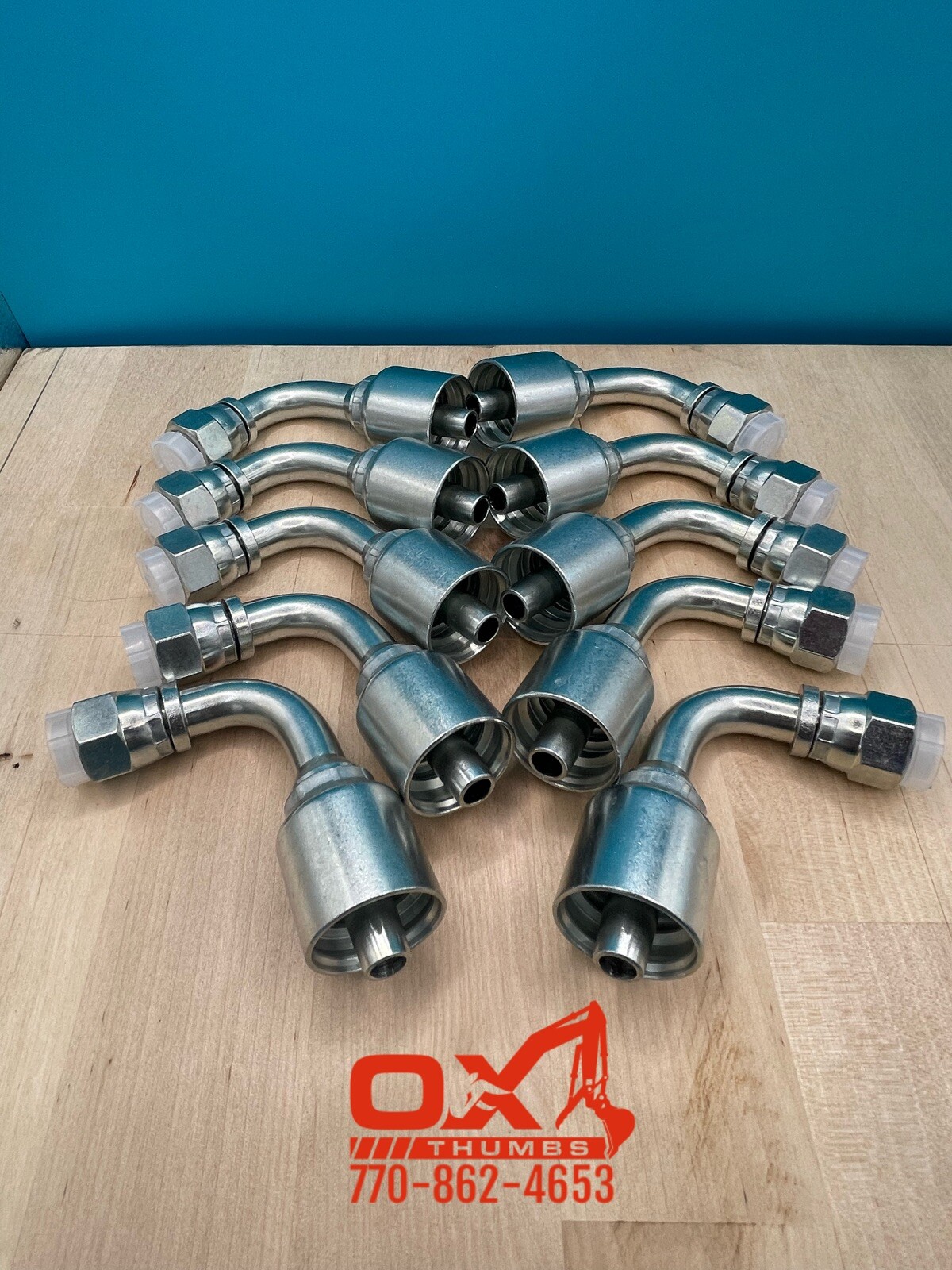 10 Parker Style 13943-6-6 Hydraulic Hose Crimp Fittings 3/8” Hose X 3/8” FJIC 90