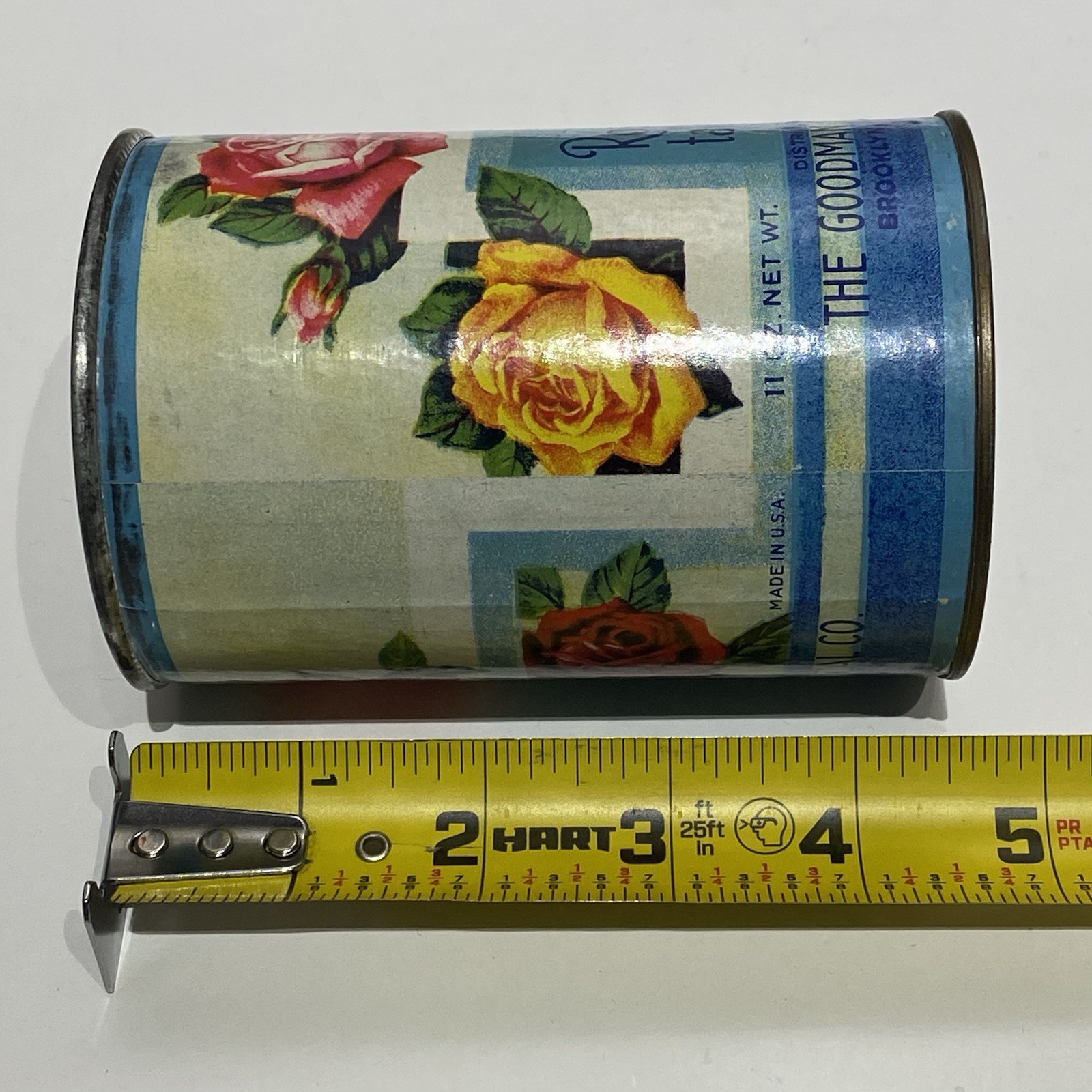 Vintage Rose Talc Powder Tin (Full) The Goodman Chemical Co. Brooklyn New York