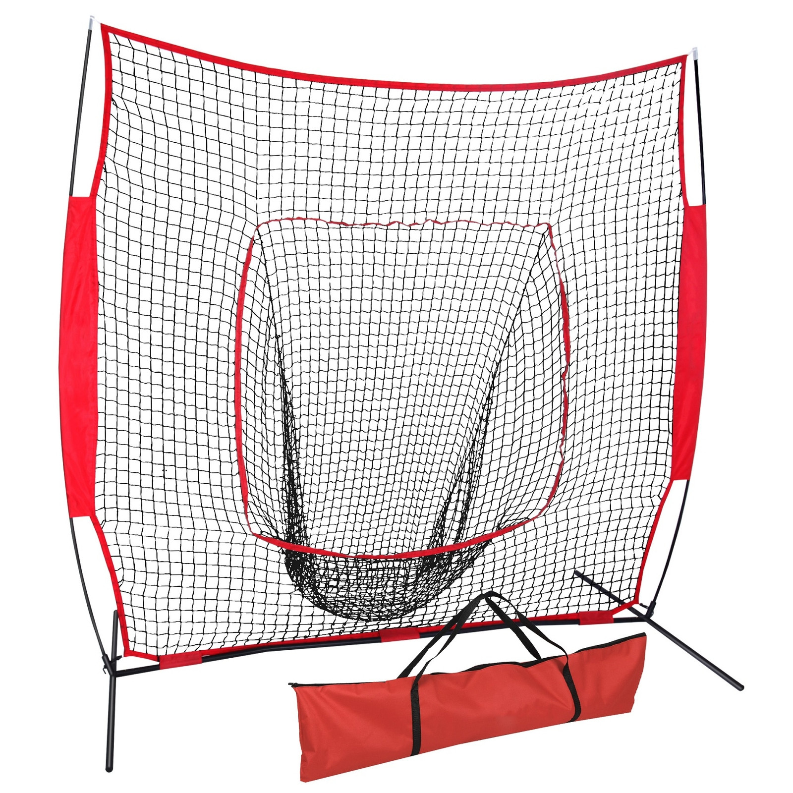 7X7Ft Baseball Softball Practice Batting Training Net W/Carry Bag Strike Zone