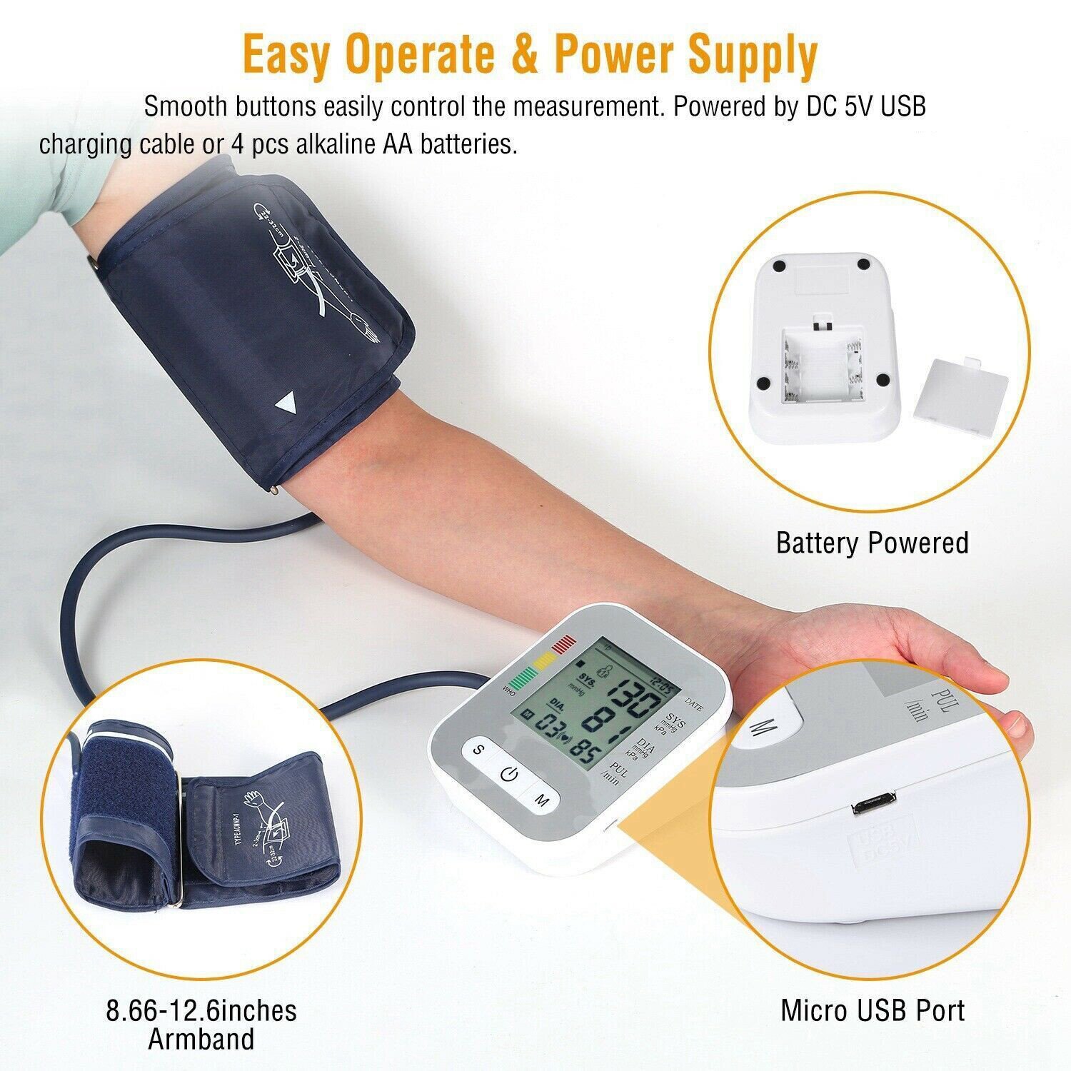 Blood Pressure Monitor Automatic Arm Digital BP Cuff Pulse Heart Rate Machine US