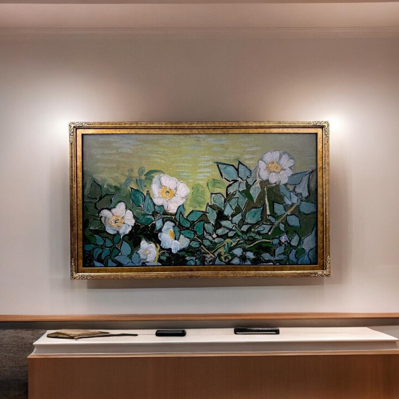 32, 43, 50, 55 inch Ornate frame for Samsung The Frame TV, Marble Gold finish