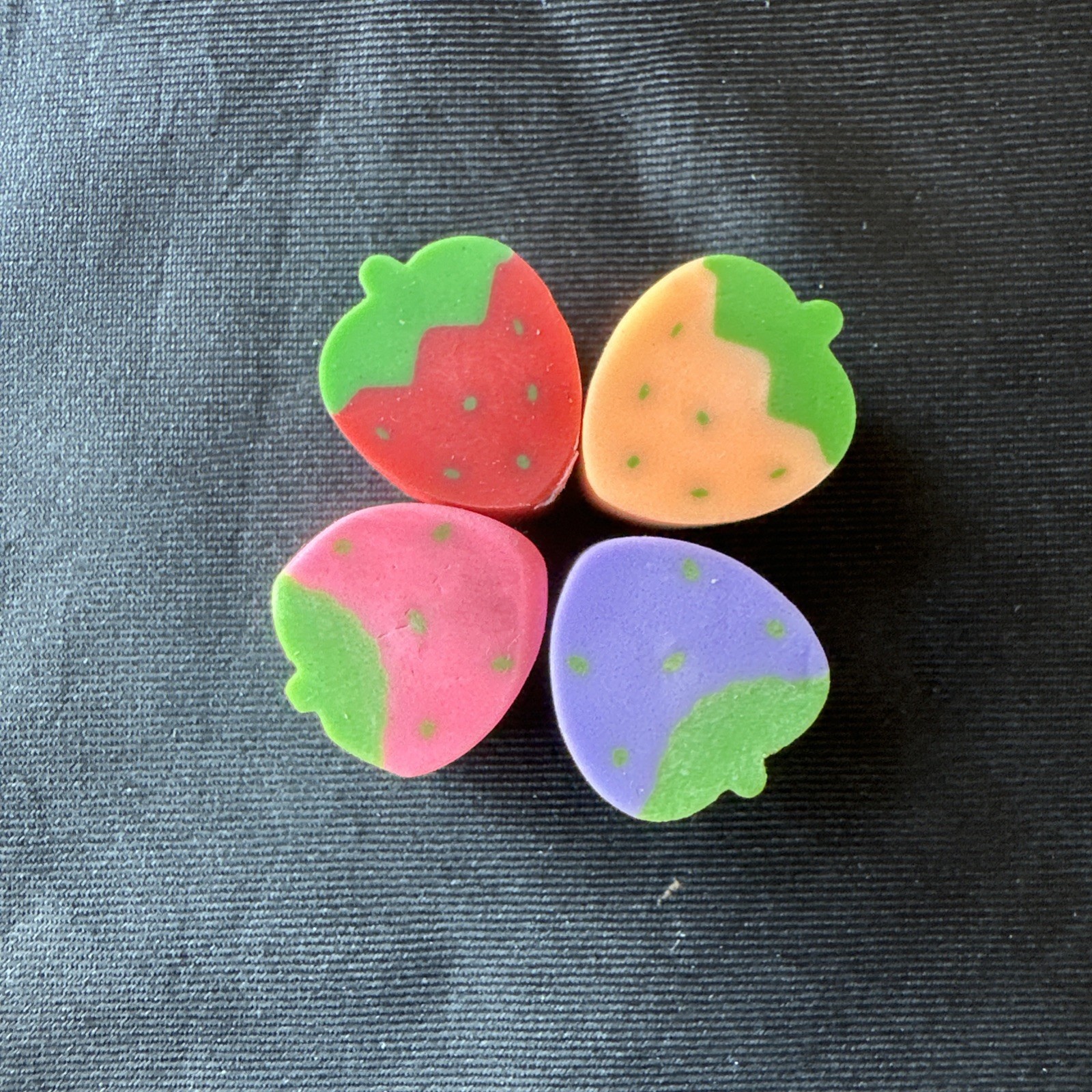 Vintage 80s Strawberry Erasers Set of 4 in Original Container Soundy Taiwan
