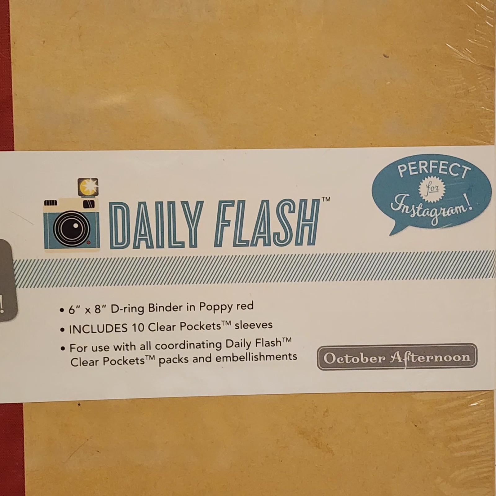 October Afternoon Daily Flash 6x8 D-ring Scrapbook Album Binder -Poppy