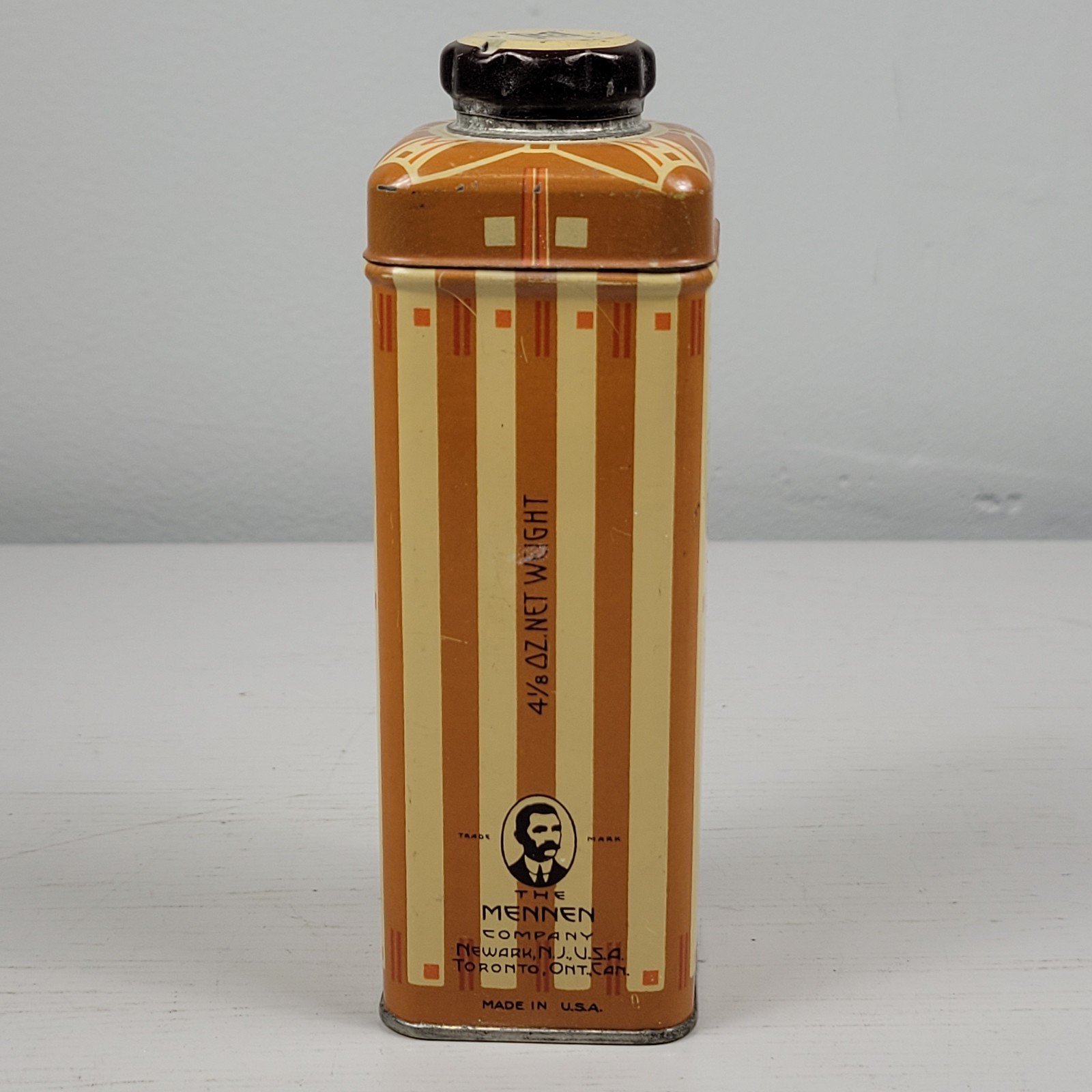 Vintage Mennen Talcum For Men Tin Stripes After The Bath USA 4 1/8oz