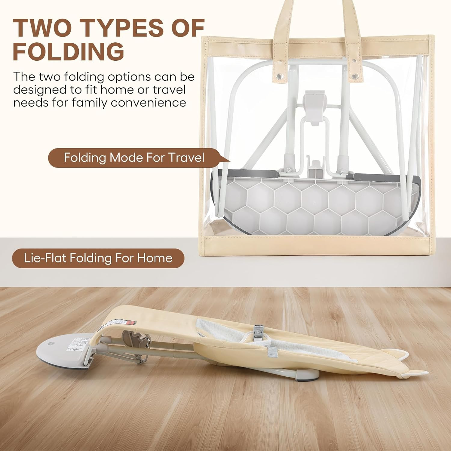 Baby Bouncer - Foldable Infant Bouncer Seat with 3 Adjustable Heights for 0-18 M