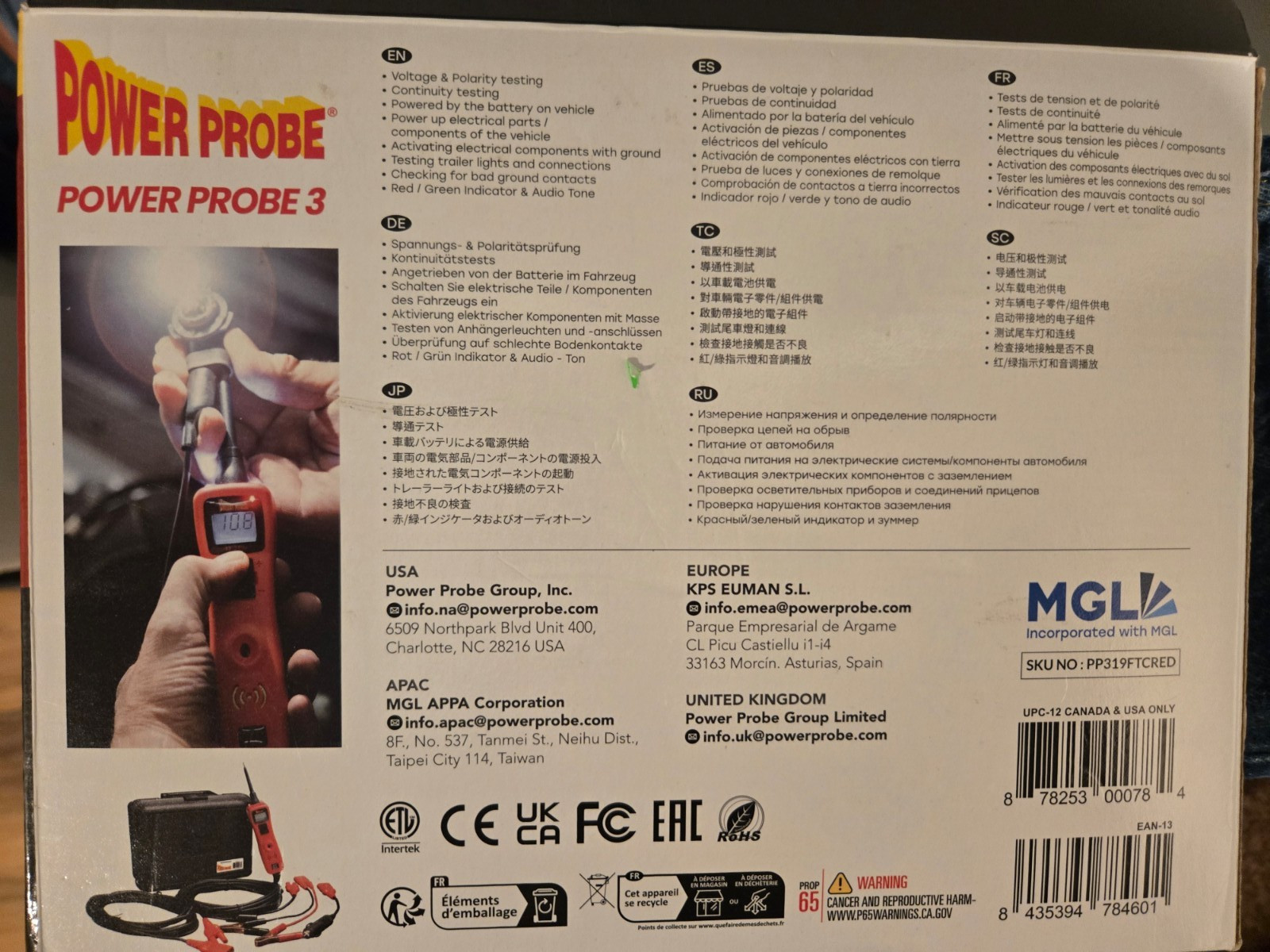 POWER PROBE III 3 PP319FTCRED Test Light and Voltmeter, RED NEW