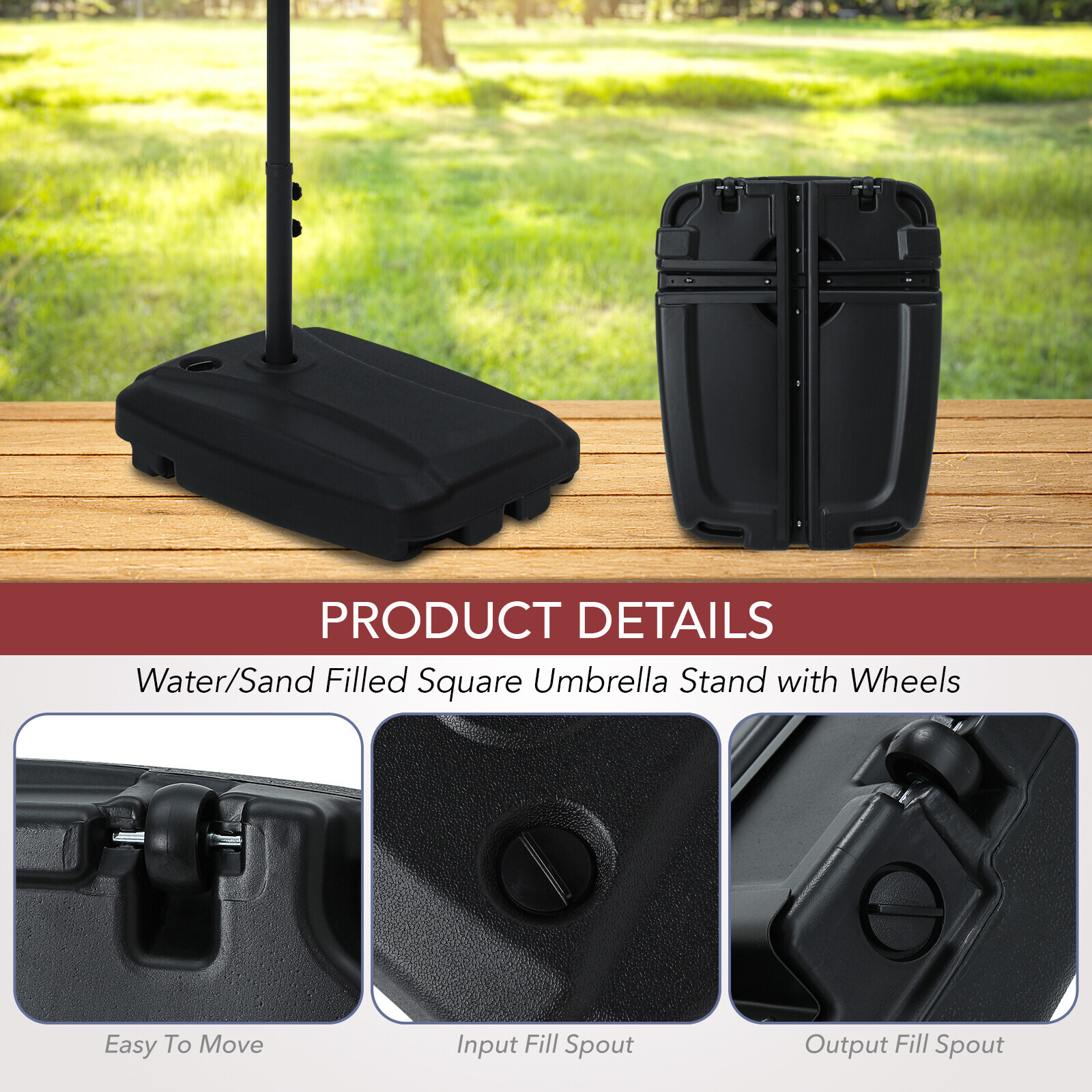 15FT Double-Sided Outdoor Sun Shade Backyard Patio Umbrella Red w/ Crank & Base