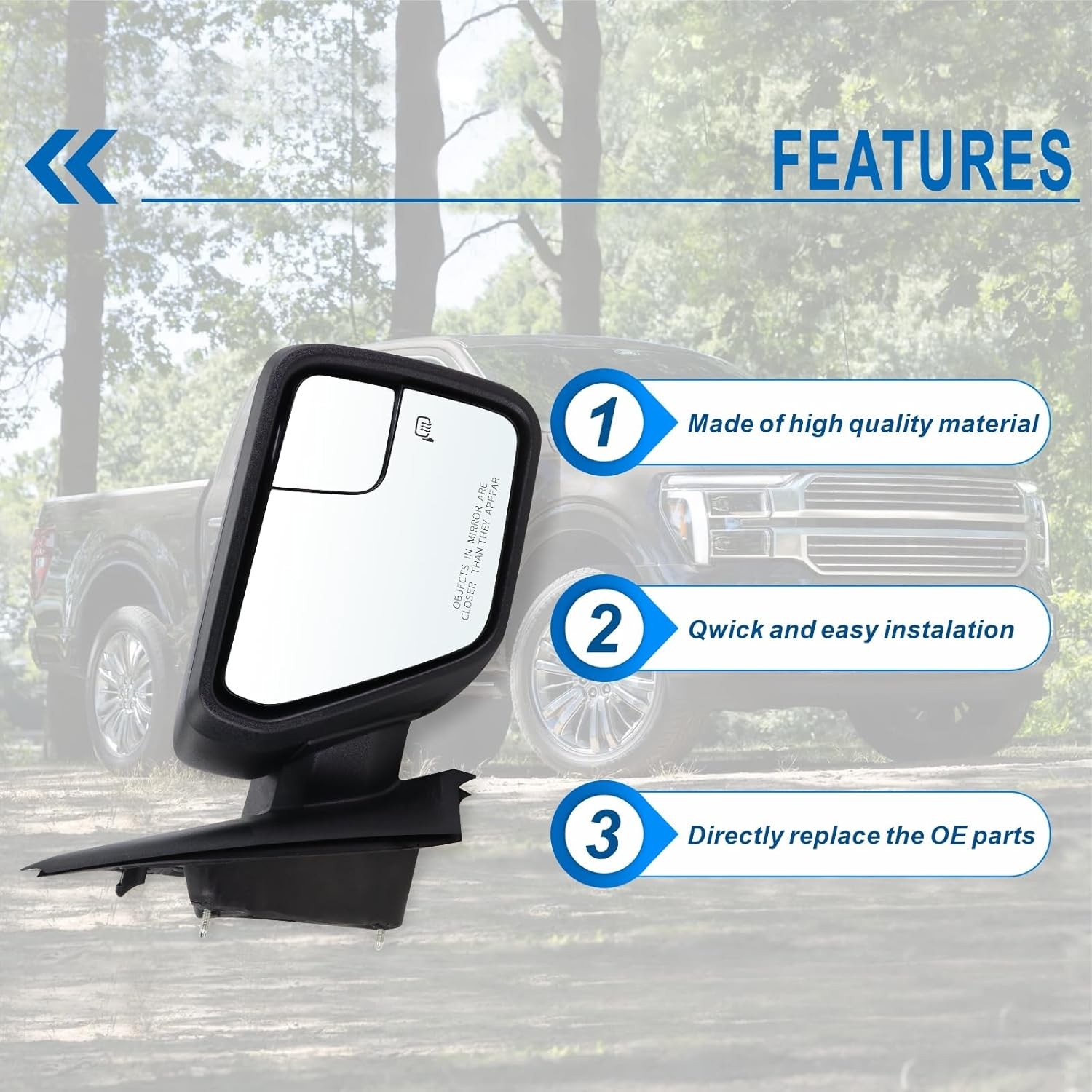 Right Passenger Side Door Mirror Compatible with 2021 2022 2023 2024 2025 Ford F