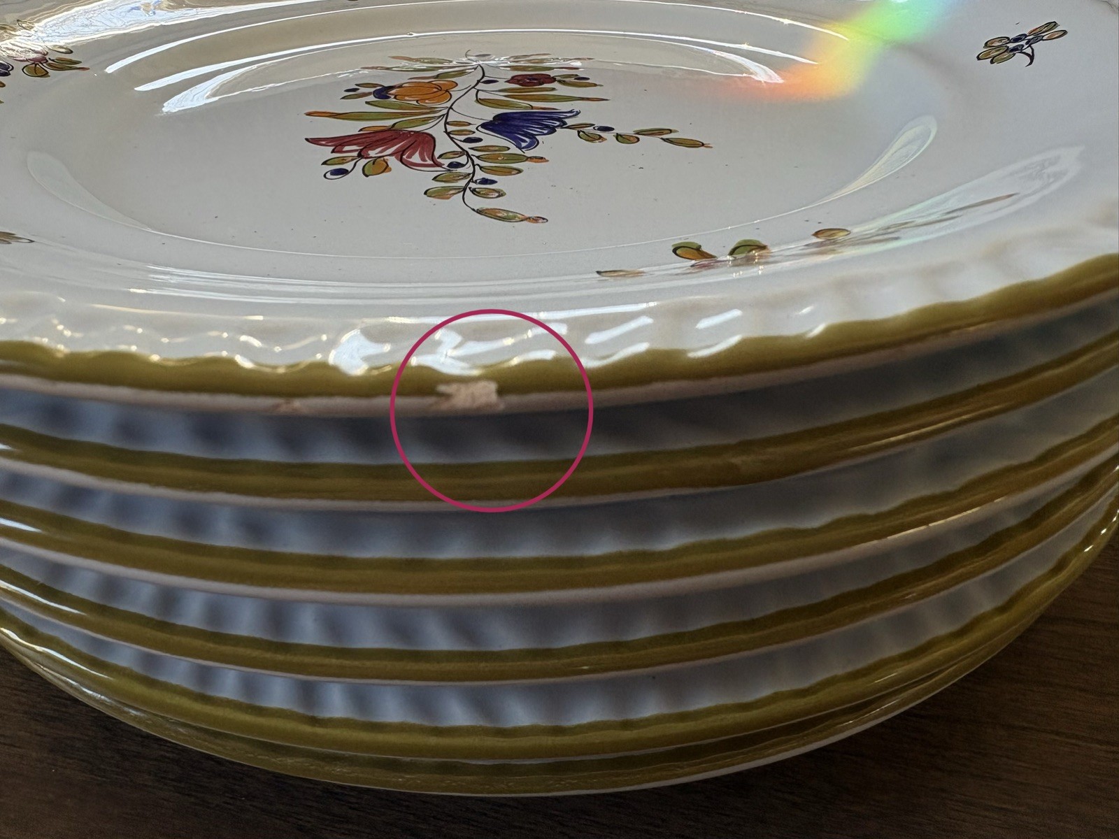 Set of 6 P.V. Italy Light Blue Floral Dinner Plates Hand Painted - 10.3"