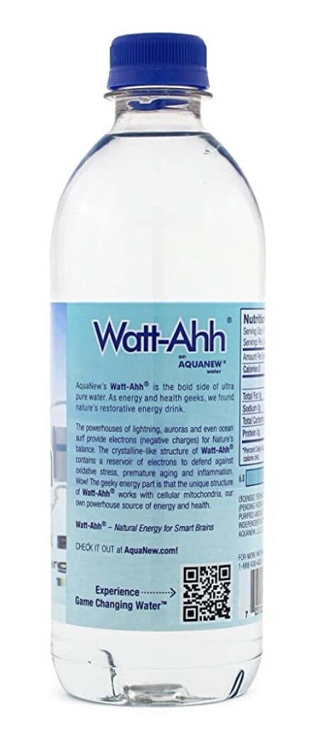 AquaNew’s Watt-Ahh Ultra-Pure Polarized Water – 16.9 fl. oz (case of 24 bottles)