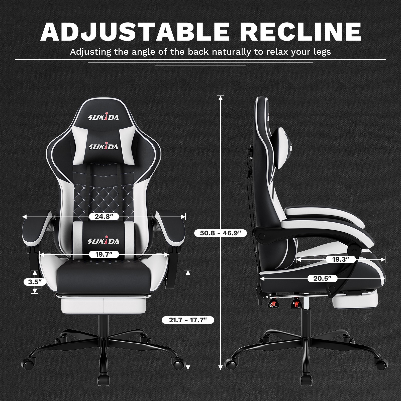 Gaming Chair PVC Leather Featuring High-Back Massage Function and Footrest