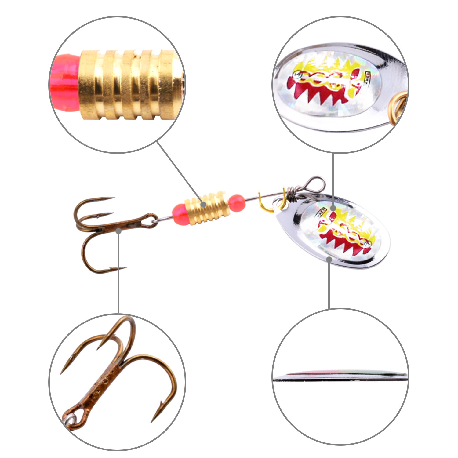 30 PCS Fishing Lures Metal Spinner Baits Bass Tackle Crankbait Trout Spoon Trout