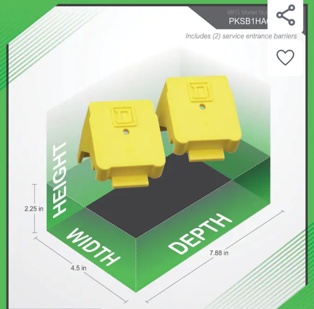 6 PACKS + 2 Bonus Packs Square D 100 AMP- 225 AMP Service Entrance Barriers