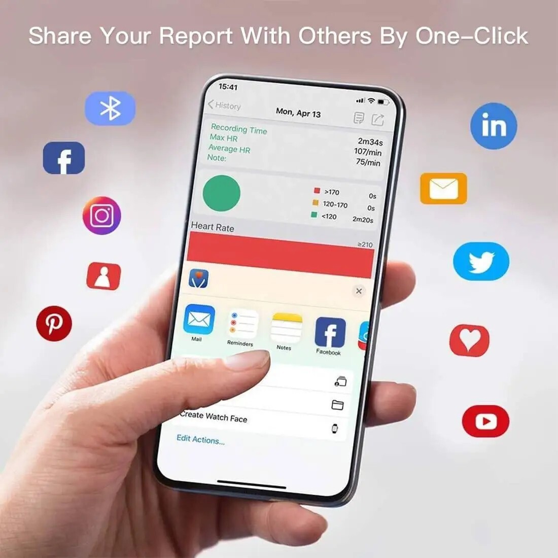 ANT+ Bluetooth Heart Rate Monitor Vibration Alert Rate Tracking Up To 24h