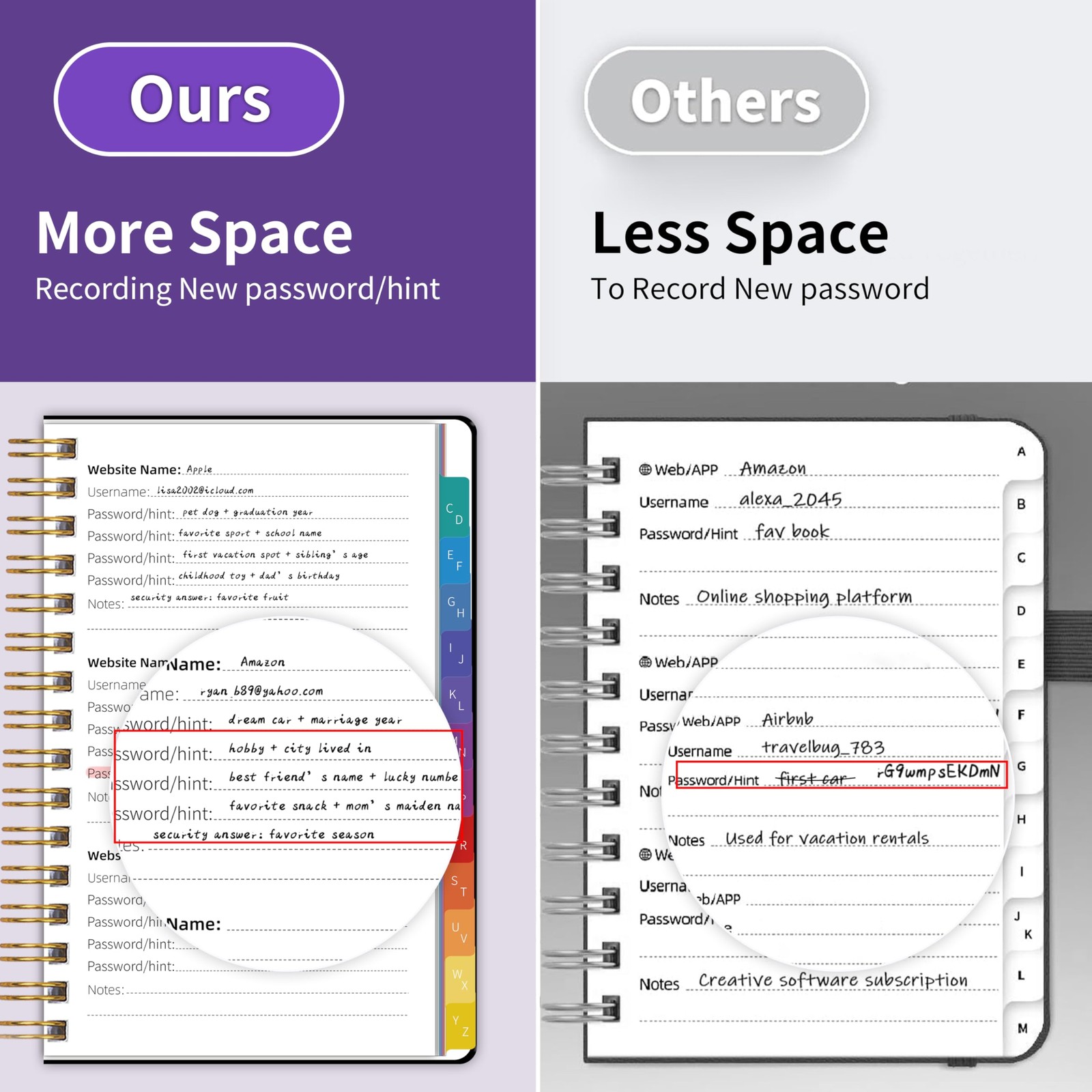 Password Book with Alphabetical Tabs, Password Keeper Book for Seniors, 5.8" ...