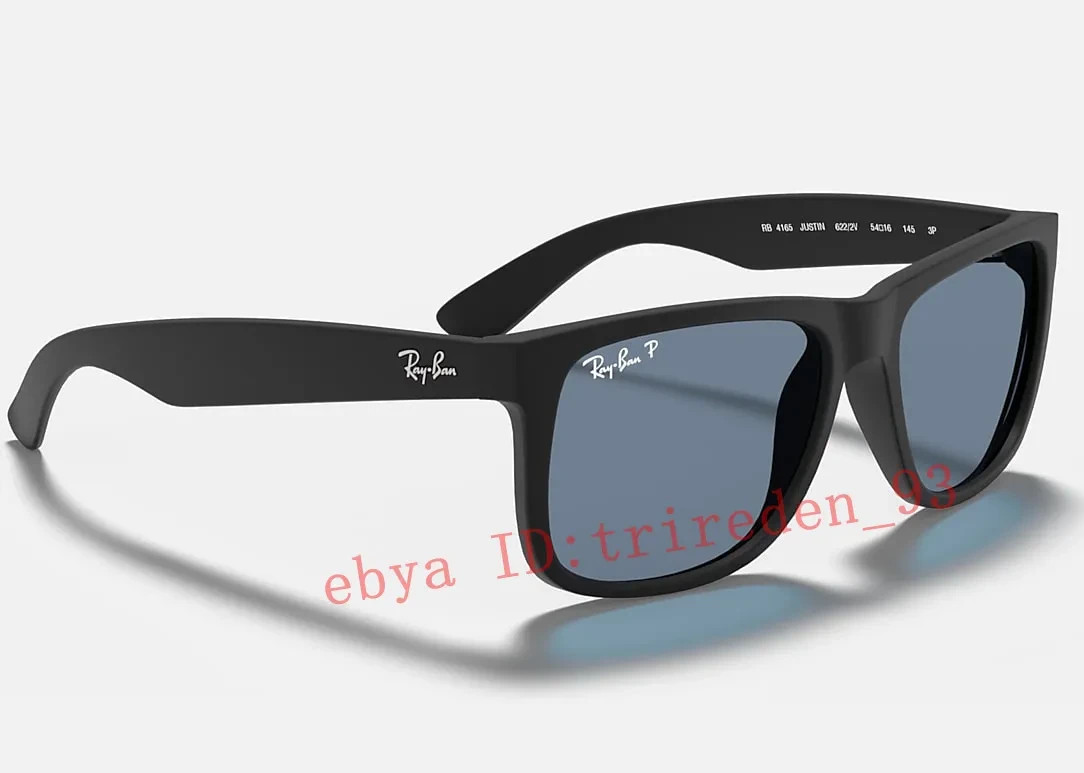 Ray-Ban RB4165 Justin 622/2V Polarized Sunglasses Matte Black/Grey 54mm 100% UV