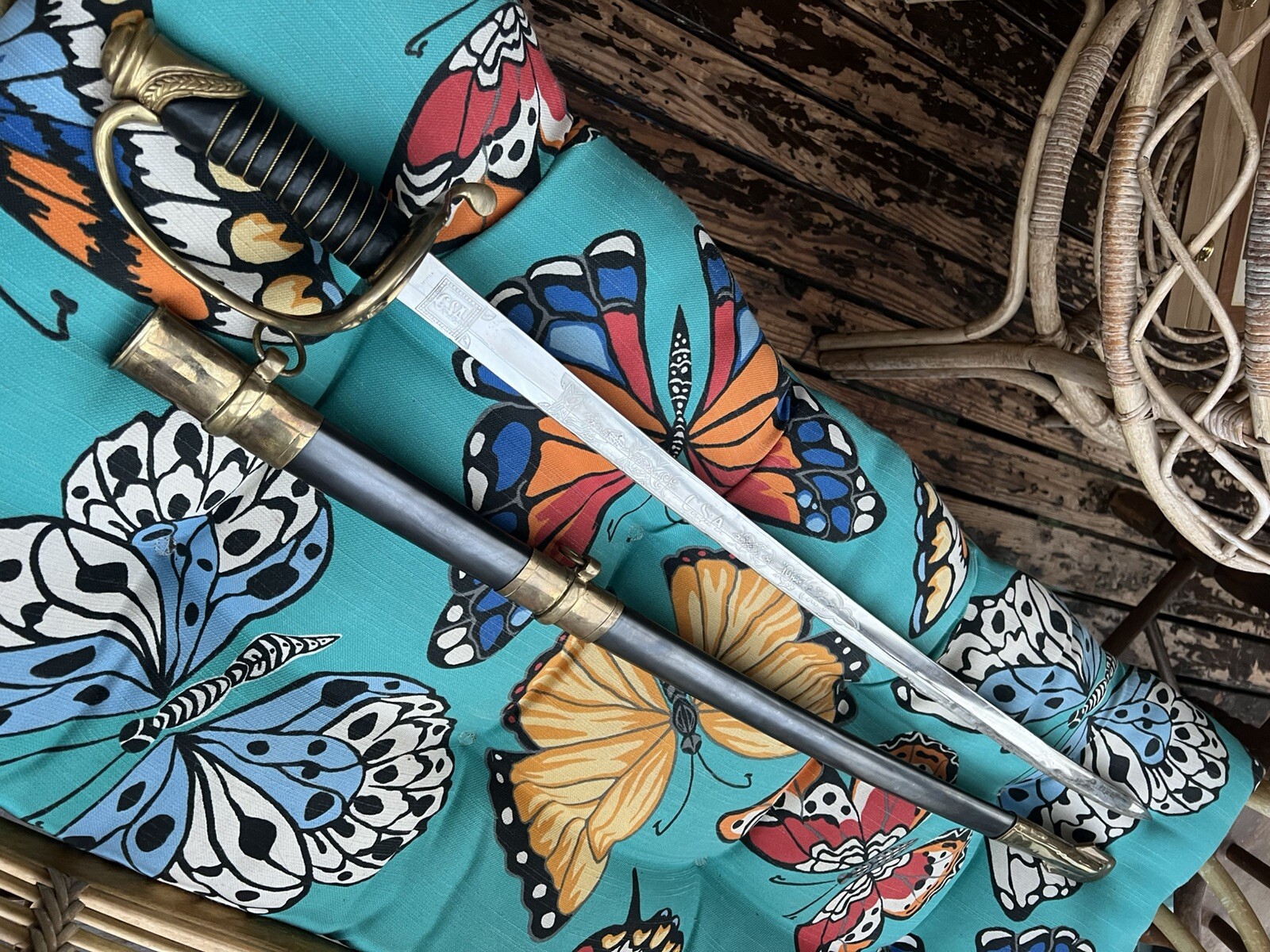 Confederate Sabre Replica Sword India Made Used with Free Shipping