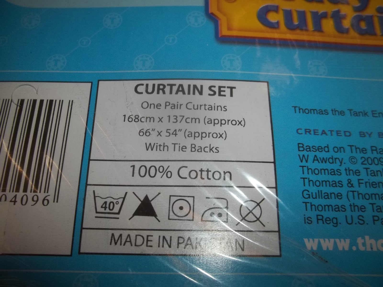 Thomas and Friends Curtain Set - 2 Curtains 66" by 54" with Tie Backs