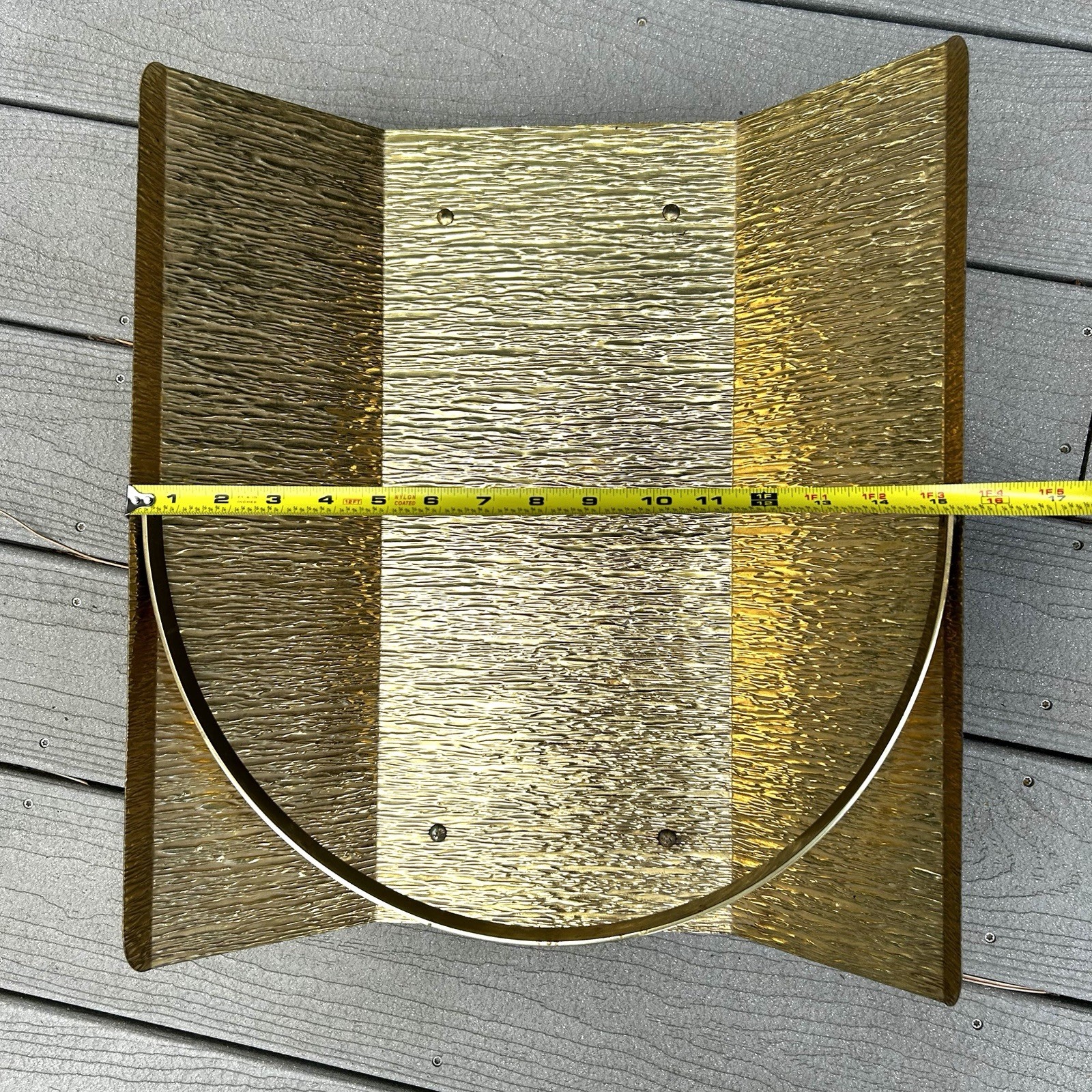 VTG Mid Century Brutalist Metal Brass Log Holder Hearth Fireplace 18x15.5x7