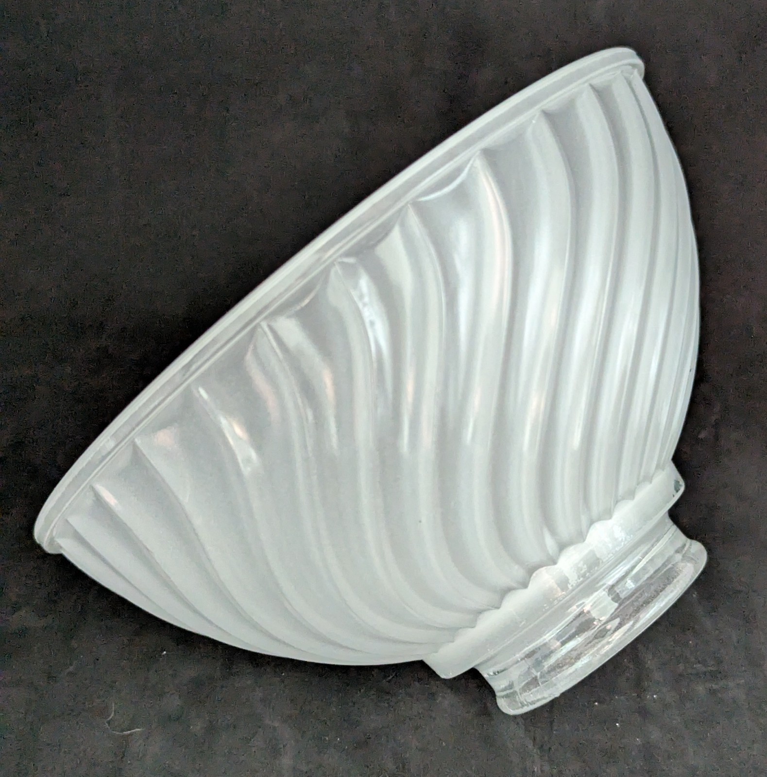 NOS! Frosted Swirl 6-1/2” dia. Low Bowl Glass Light Shade 2-1/4” Fitter VG Cond.