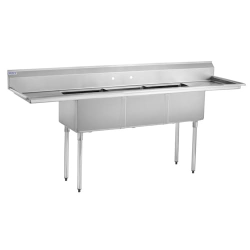 Kratos 29N-003 - Commercial NSF 3 Compartment Sink - 18"Wx18"Lx12"H Bowl Size -