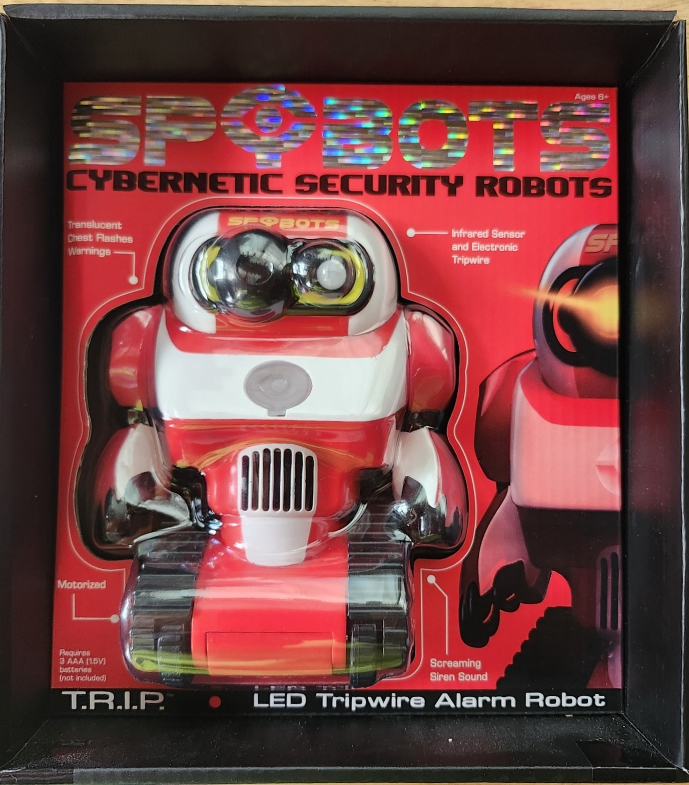 SpyBots : Red Cybernetic Security Robot : T.R.I.P. : LED Tripwire Alarm