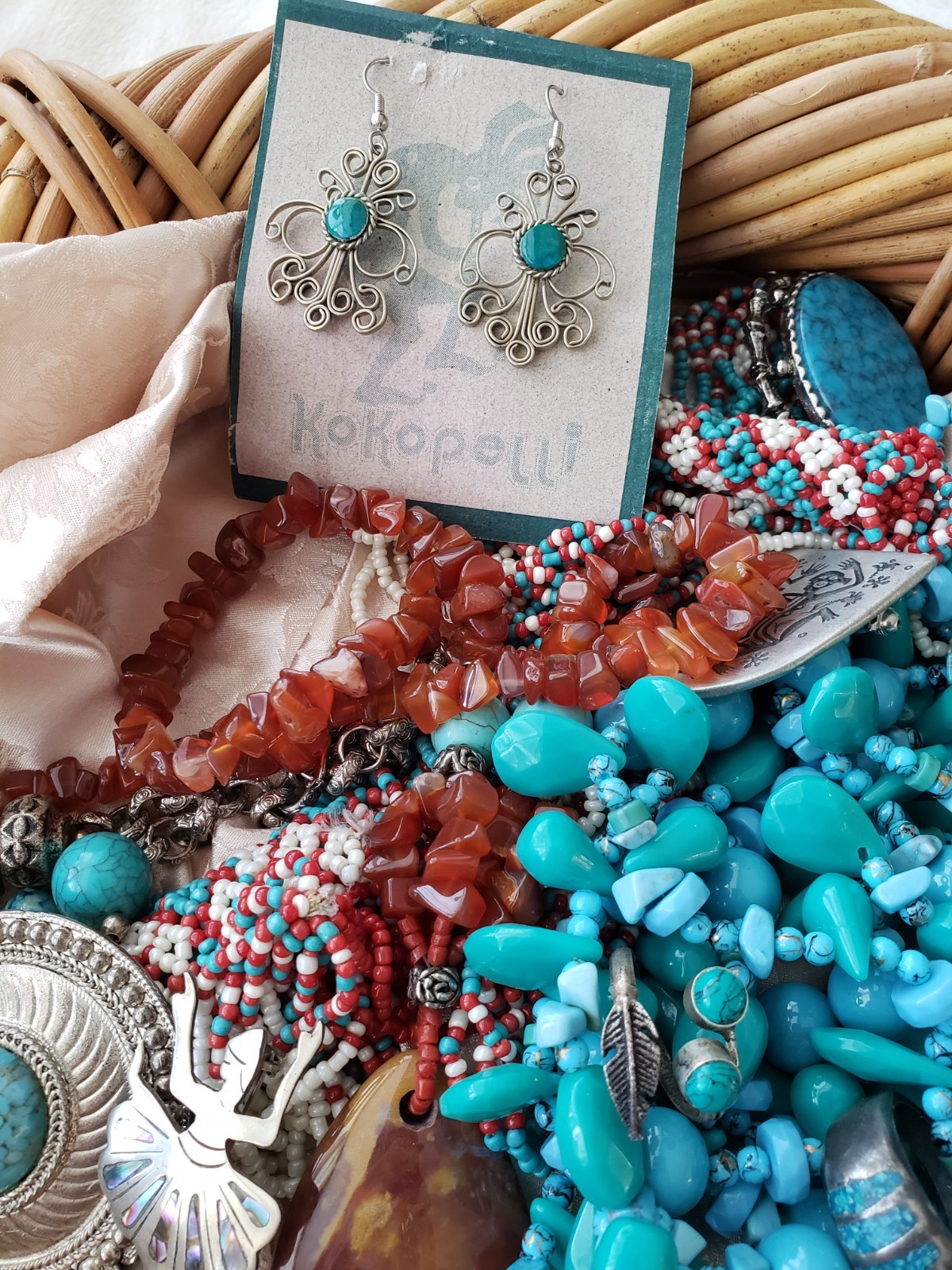 Southwest jewelry lot Sterling Brass Turquoise etc Singed  J King DTR  Deplause&