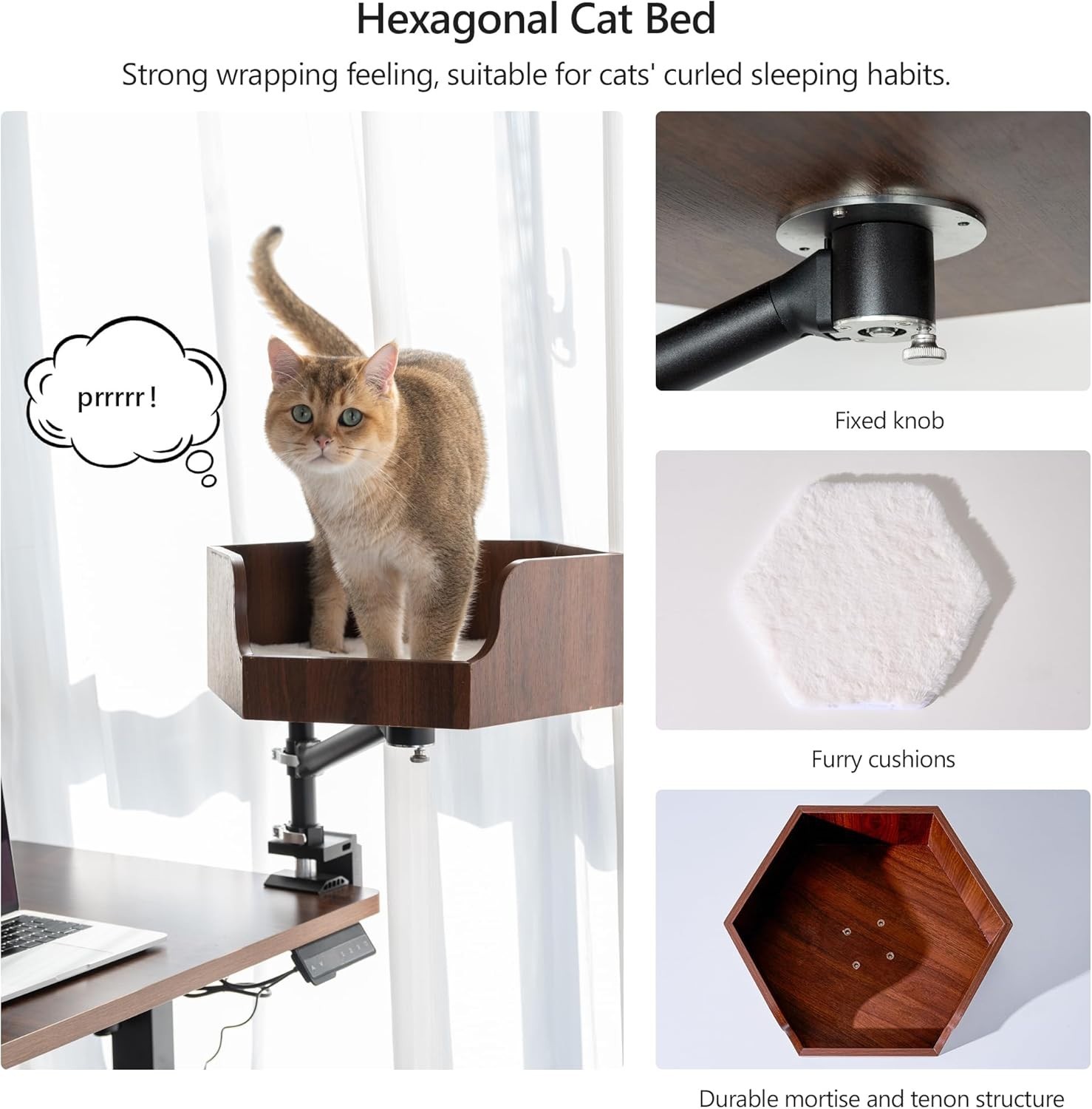 Cat Desk Bed Height Adjustable Cat Bed for Indoor Cat Elevated Desk Cat Bed