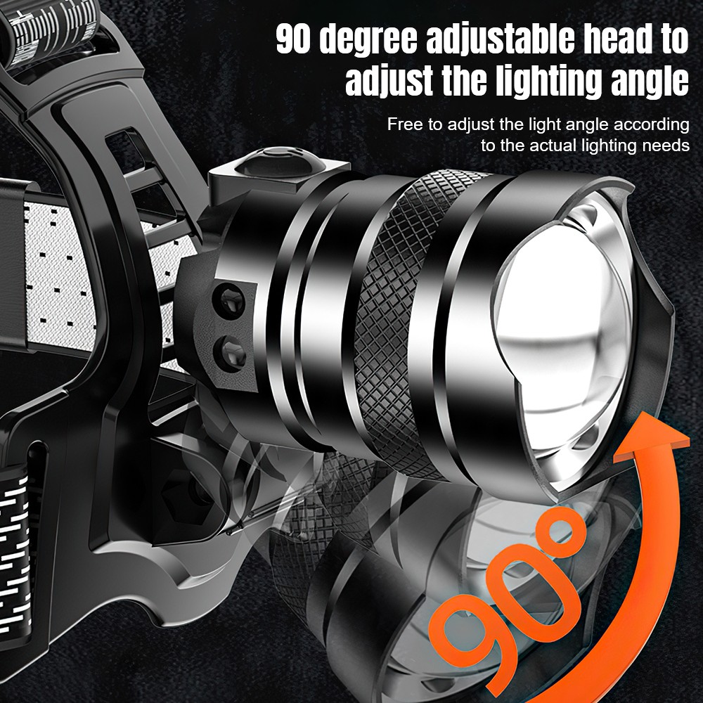 1200000LM LED Headlamp USB Rechargeable Super Bright Zoom Head Torch Headlight