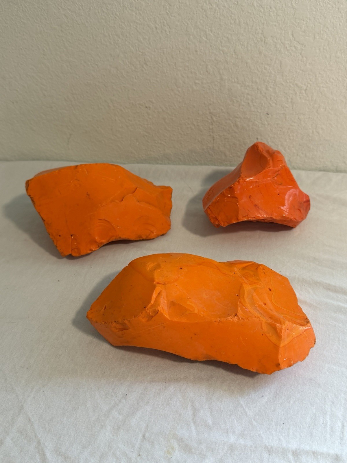 3pc Glass Rock Slag Opaque Fire Orange 6.39lbs TOTAL Rocks Landscape Aquarium