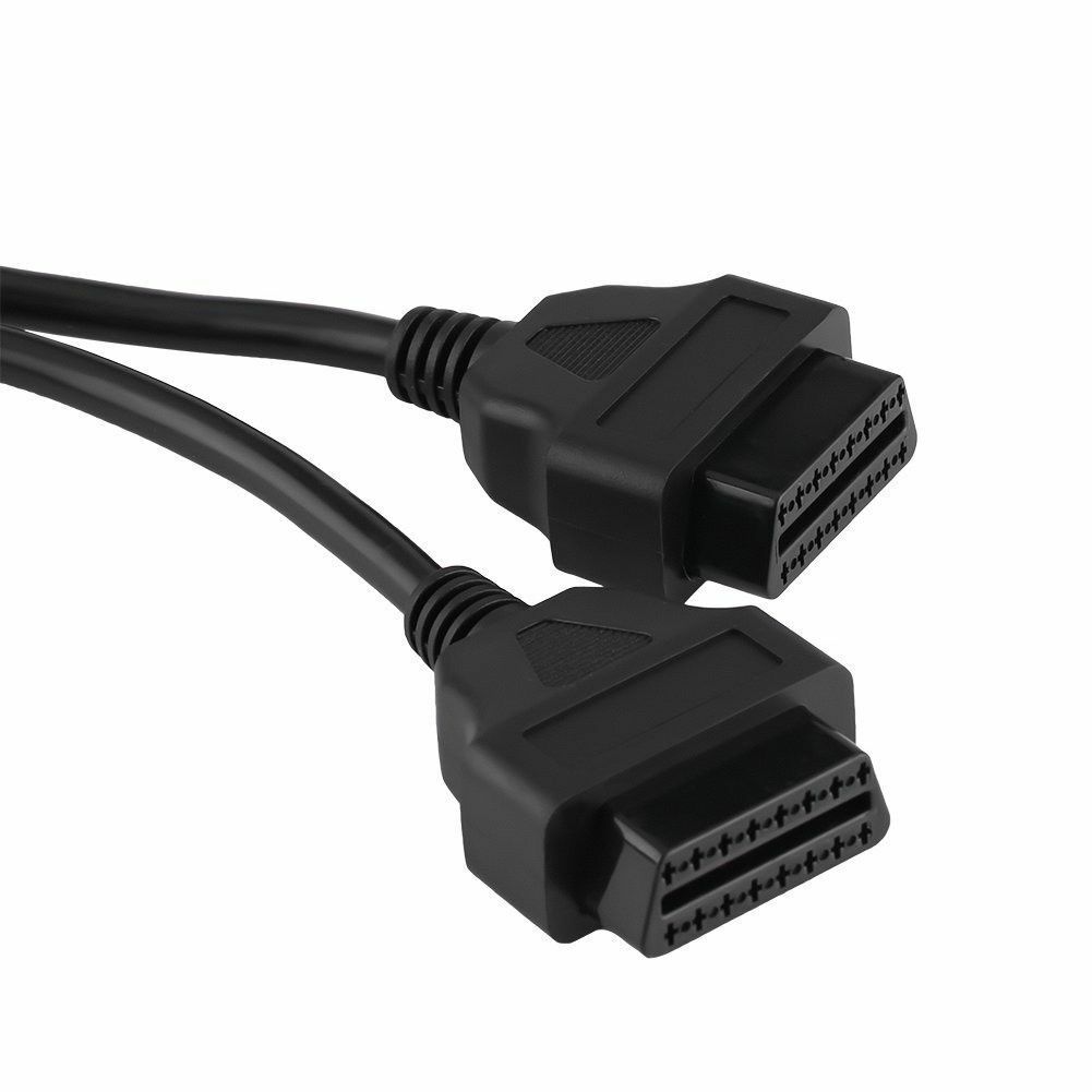 16 Pin OBD 2 Diagnostic Extender Splitter Extension Male to Dual Female Y Cable