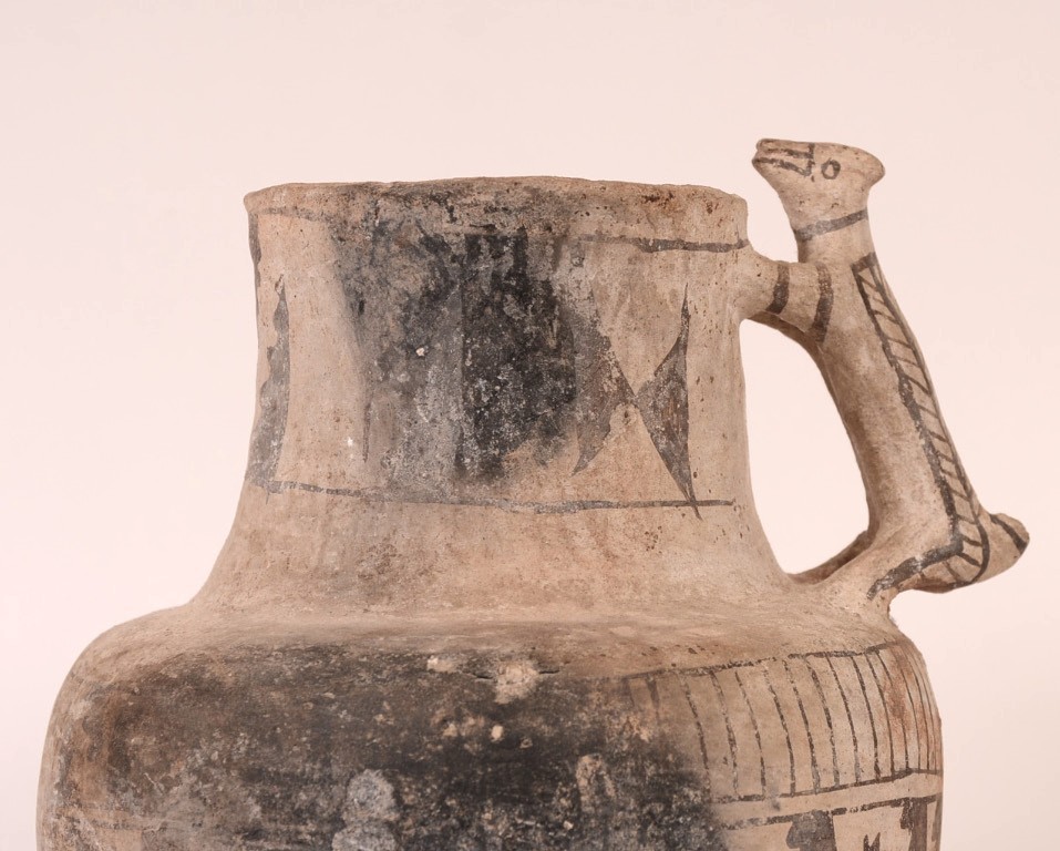 Prehistoric Anasazi Pottery Pitcher with Dog Figure Handle