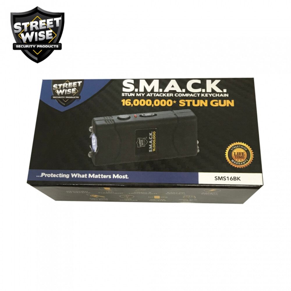Streetwise Mini SMACK 16,000,000 Volt STUN GUN Flashlight w/ Holster - BLACK