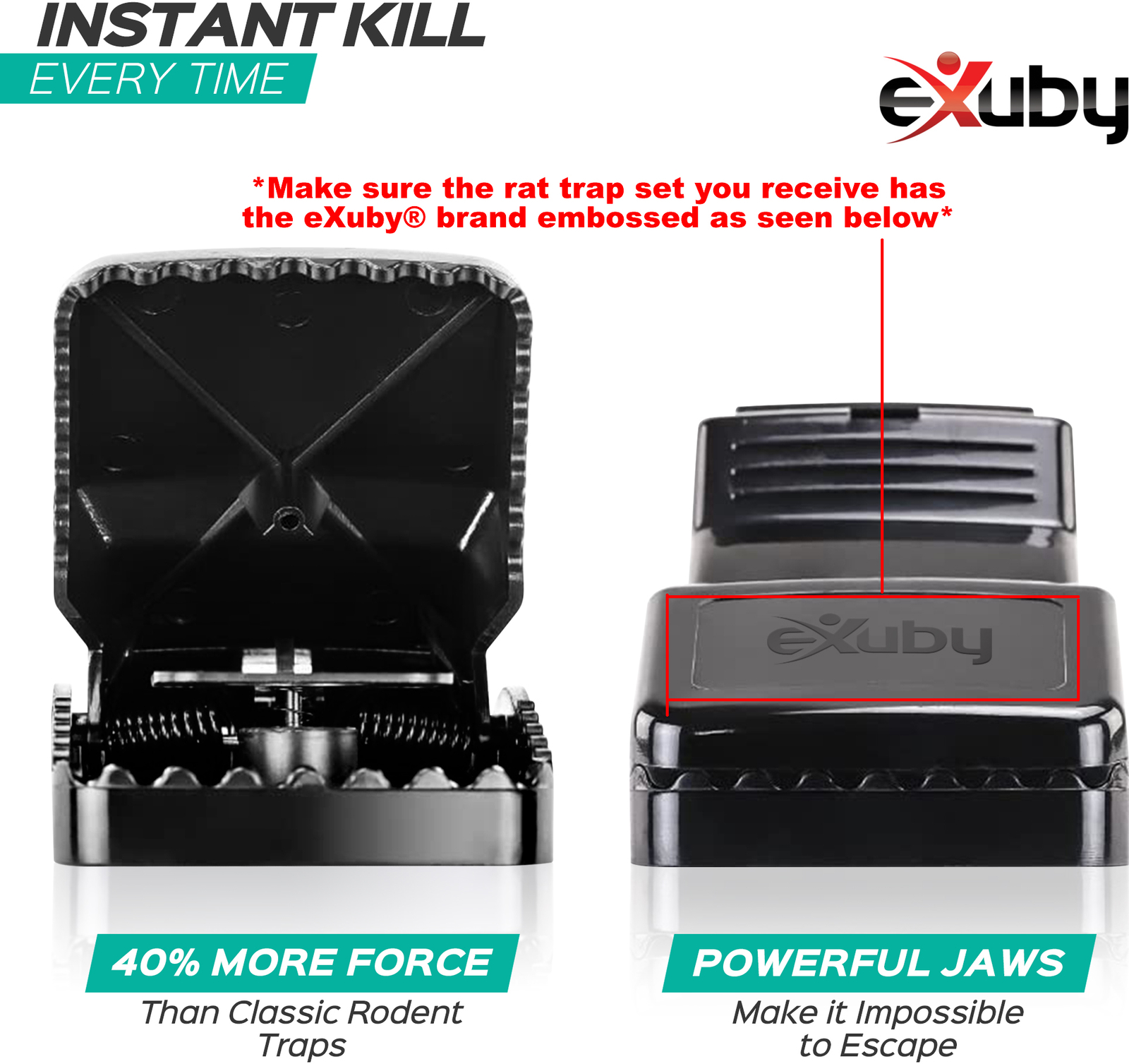 Large Powerful Rat Traps (4 Pack) - Kills Instantly with Powerful Steel Spring