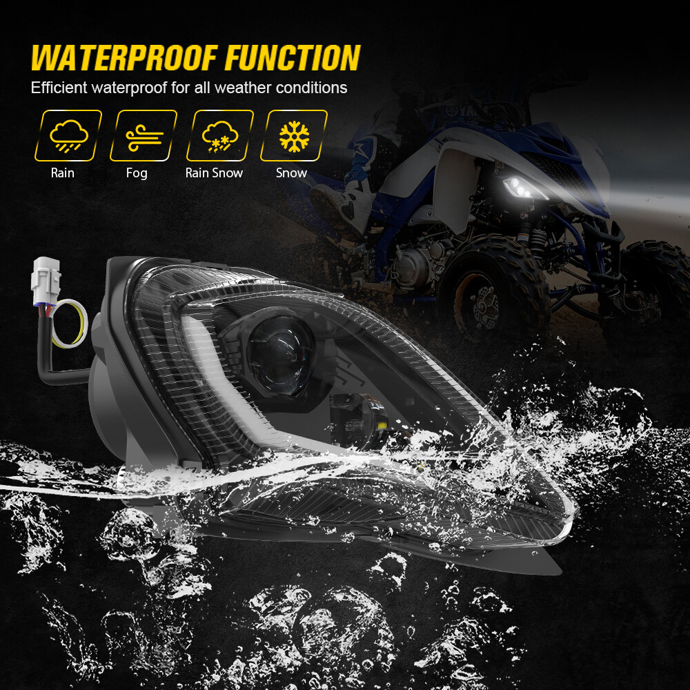 LED Headlights DRL For 2006-22 YAMAHA YFZ450 Raptor 250 350 700 Wolverine 350
