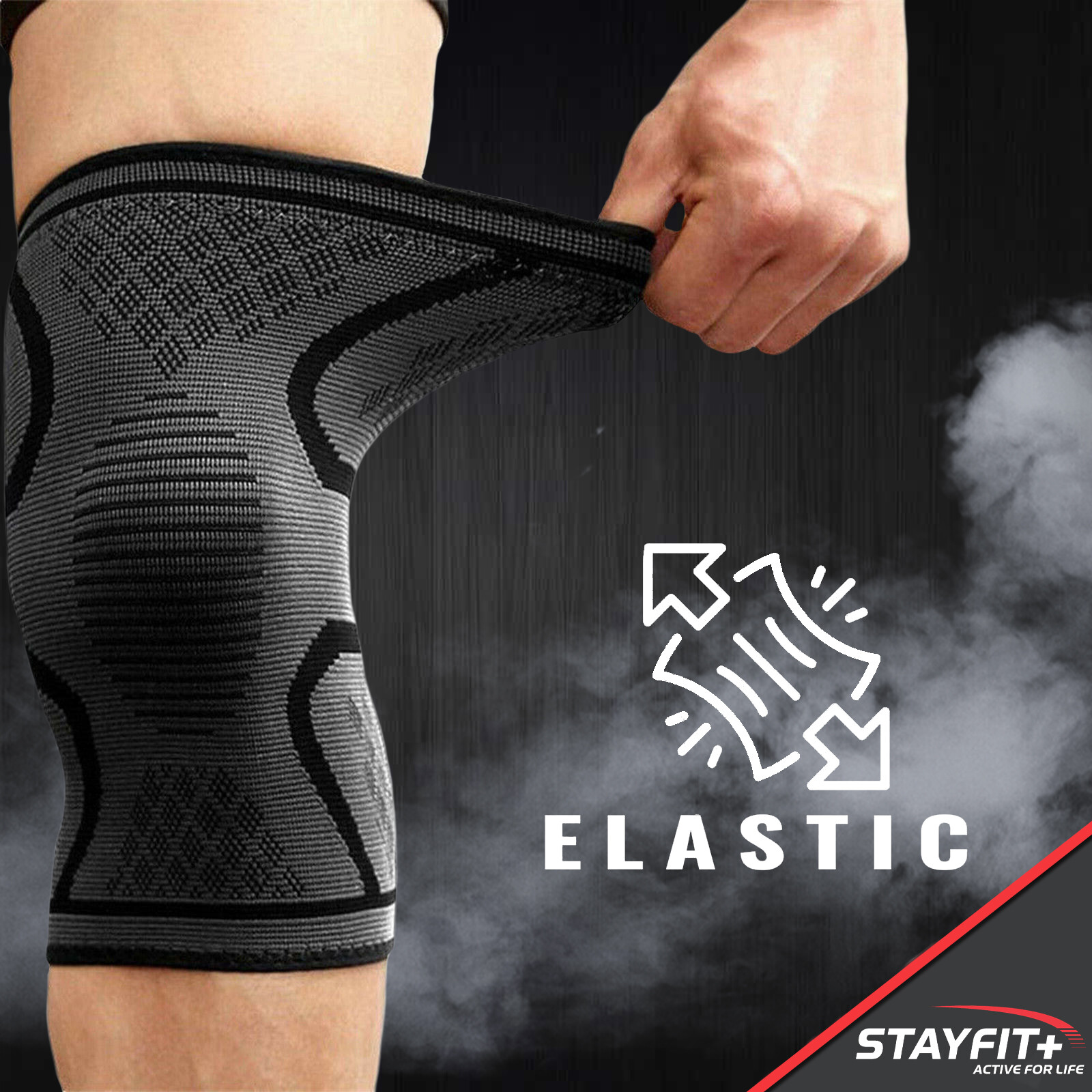 Woven Knee Compression Sleeve Brace Fitness Weight Lifting Support Pain Relief