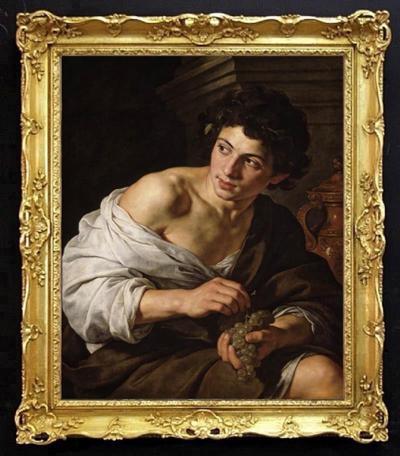 Handmade Old Master-Art Antique Oil Painting Male men grape on canvas 24"x30"