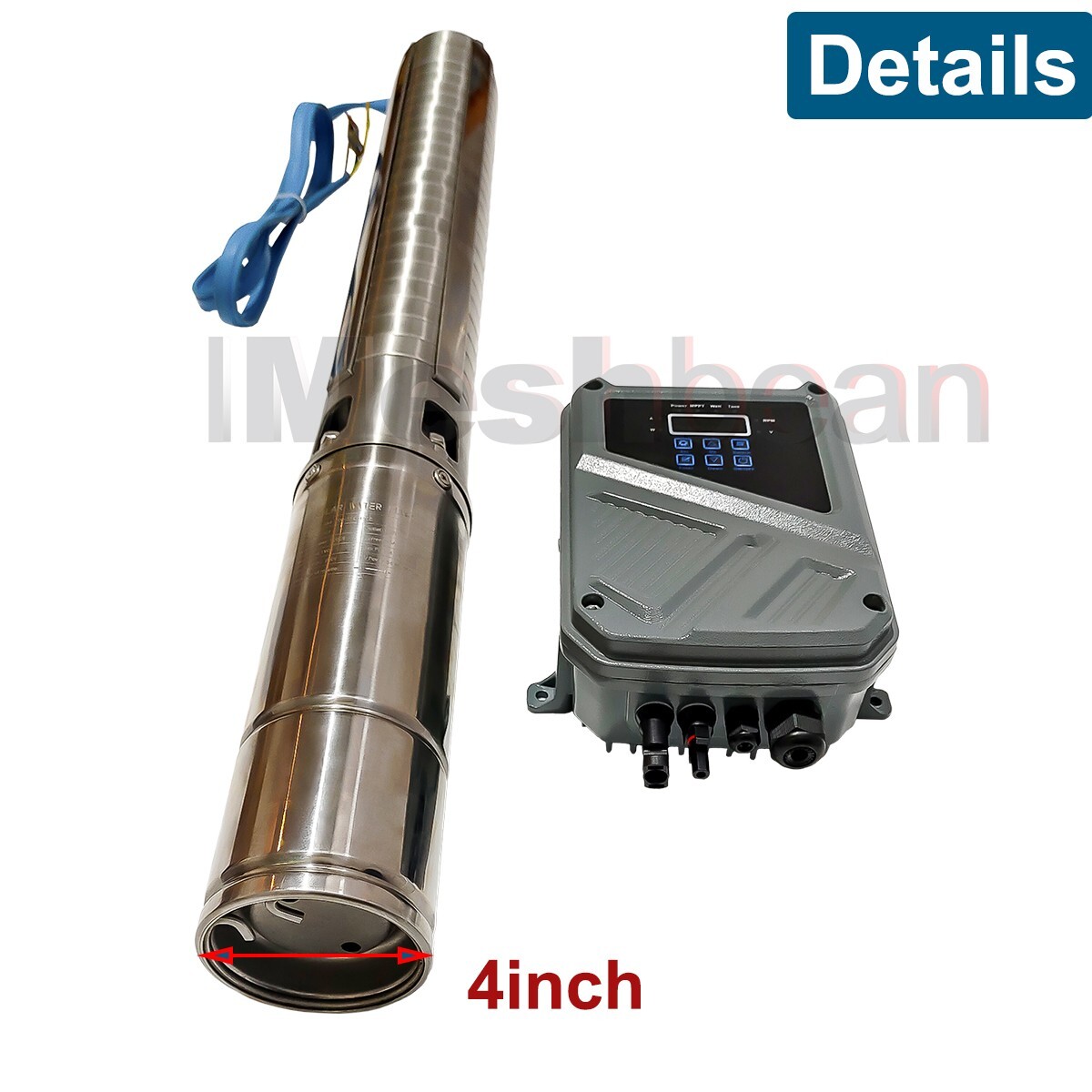 2HP 4in Solar Pump Submersible Pump Bore Deep Well Pump+MPPT Controller DC 110V