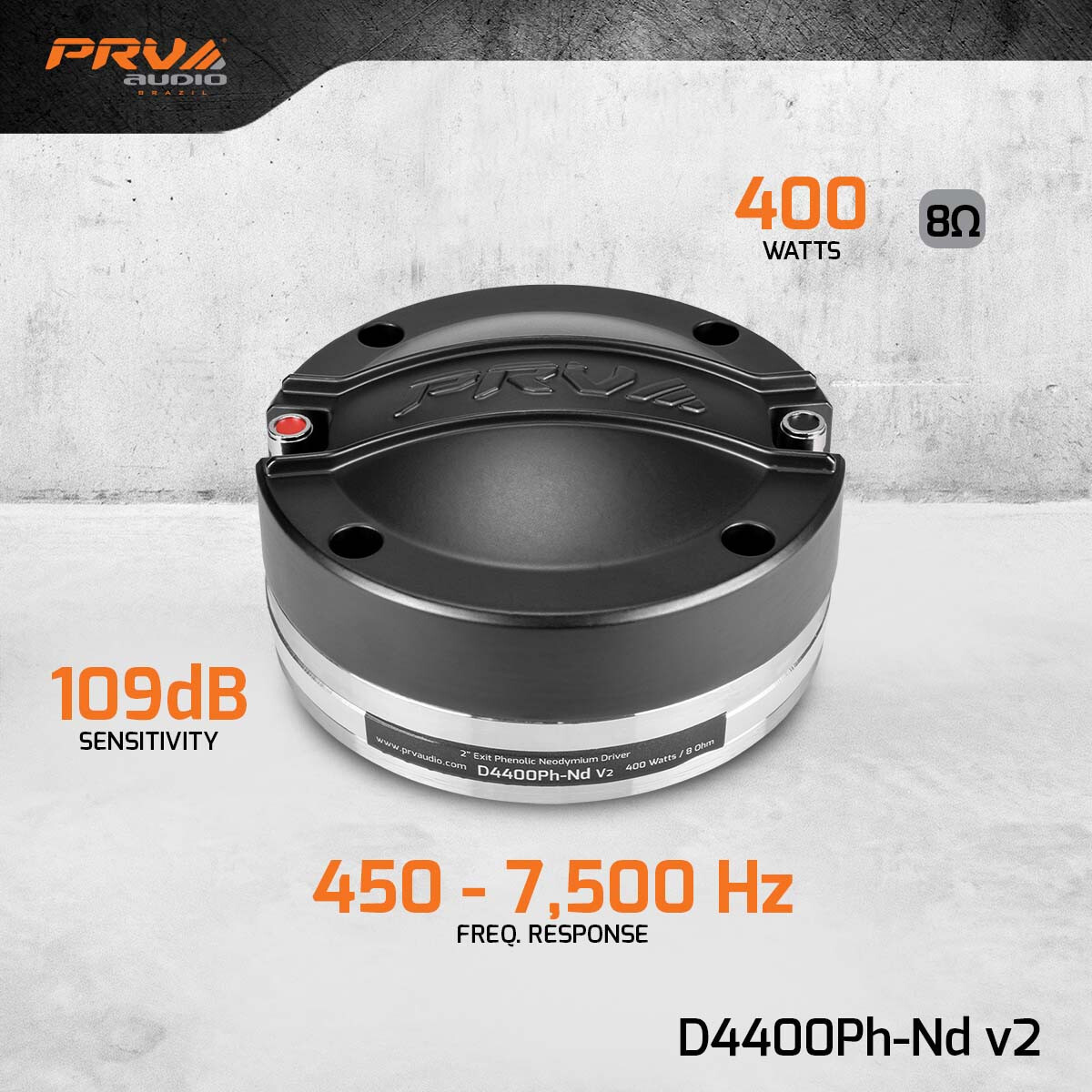 2x PRV Audio Driver 2" Midrange Phenolic D4400Ph-Nd v2 PRO Audio 800 Watts
